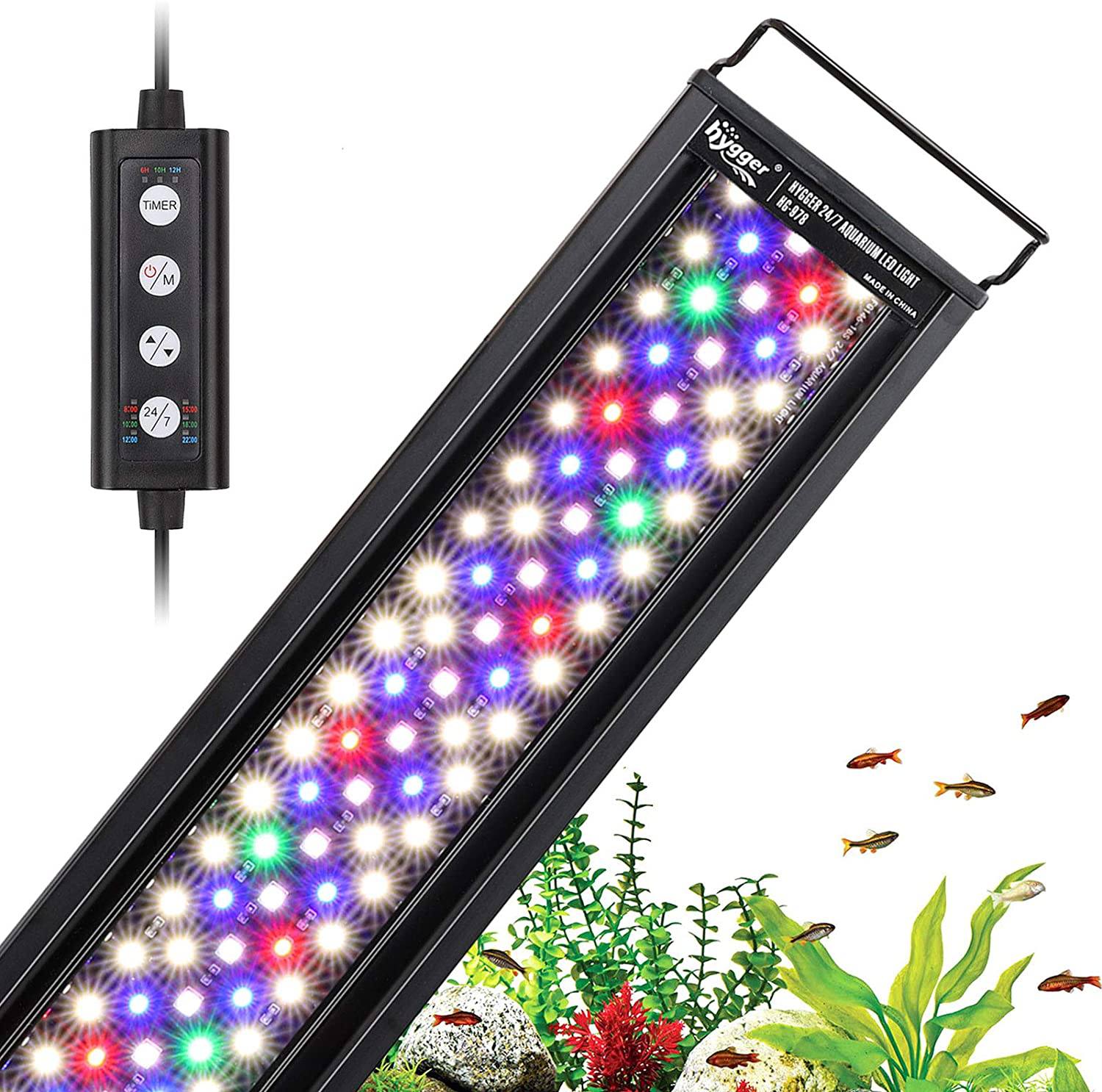 Hygger 18W 24/7 Lighting Aquarium LED Light, Sunrise-Daylight-Moonlight Mode and DIY Mode, Adjustable Timer Adjustable Brightness Fish Tank Light with Extendable Bracket 7 Colors for Planted Tank Animals & Pet Supplies > Pet Supplies > Fish Supplies > Aquarium Lighting hygger 26W for 30~36inch Tank  