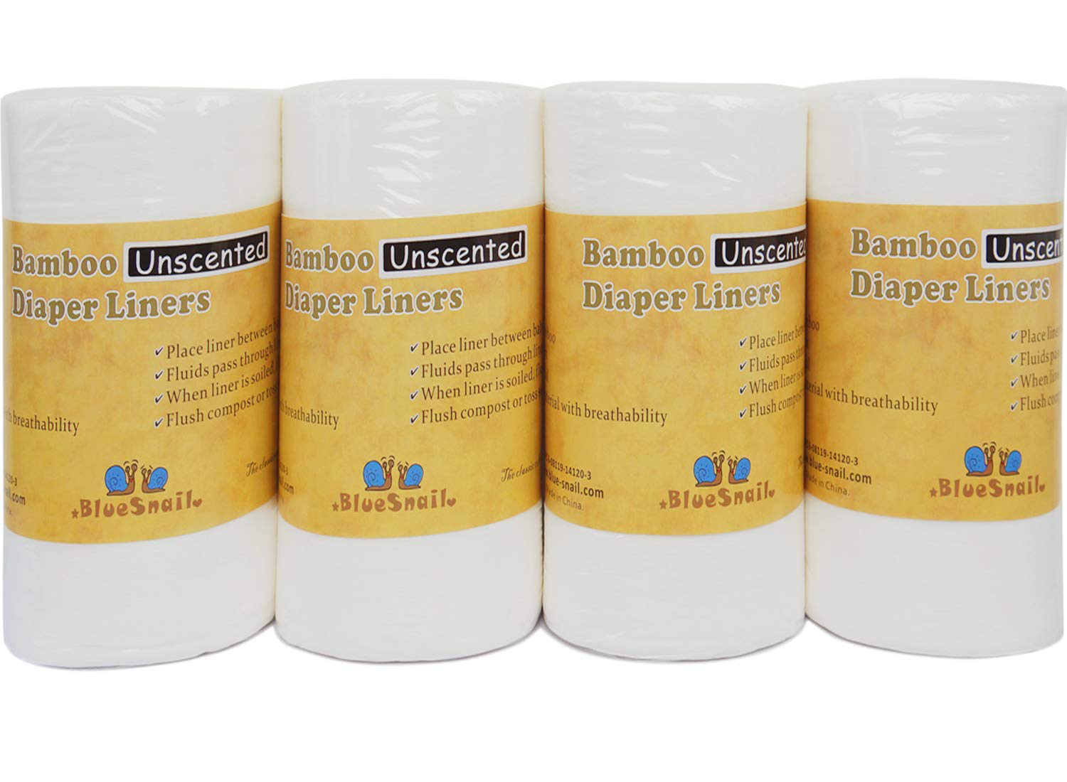 Bamboo Unscent Diaper Liners- Fragance Free and Chlorine Free(4Pk) 400 Count by Bluesnail