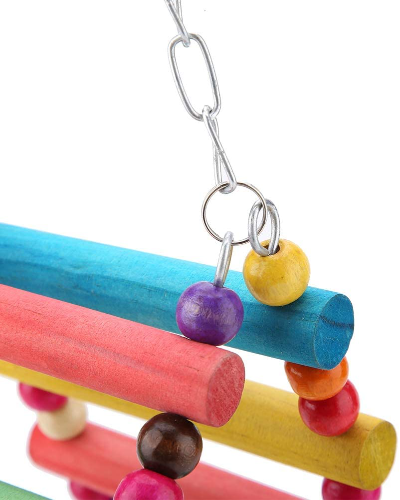 Sheens Parrot Swing Toys, Triangle Climbing Ladders Hanging Bell Toy Colorful Wood Beads Bird Perch for Parakeet Cockatiel Macaw African Grey Cockatoo Lovebird Finch Animals & Pet Supplies > Pet Supplies > Bird Supplies > Bird Ladders & Perches Sheens   