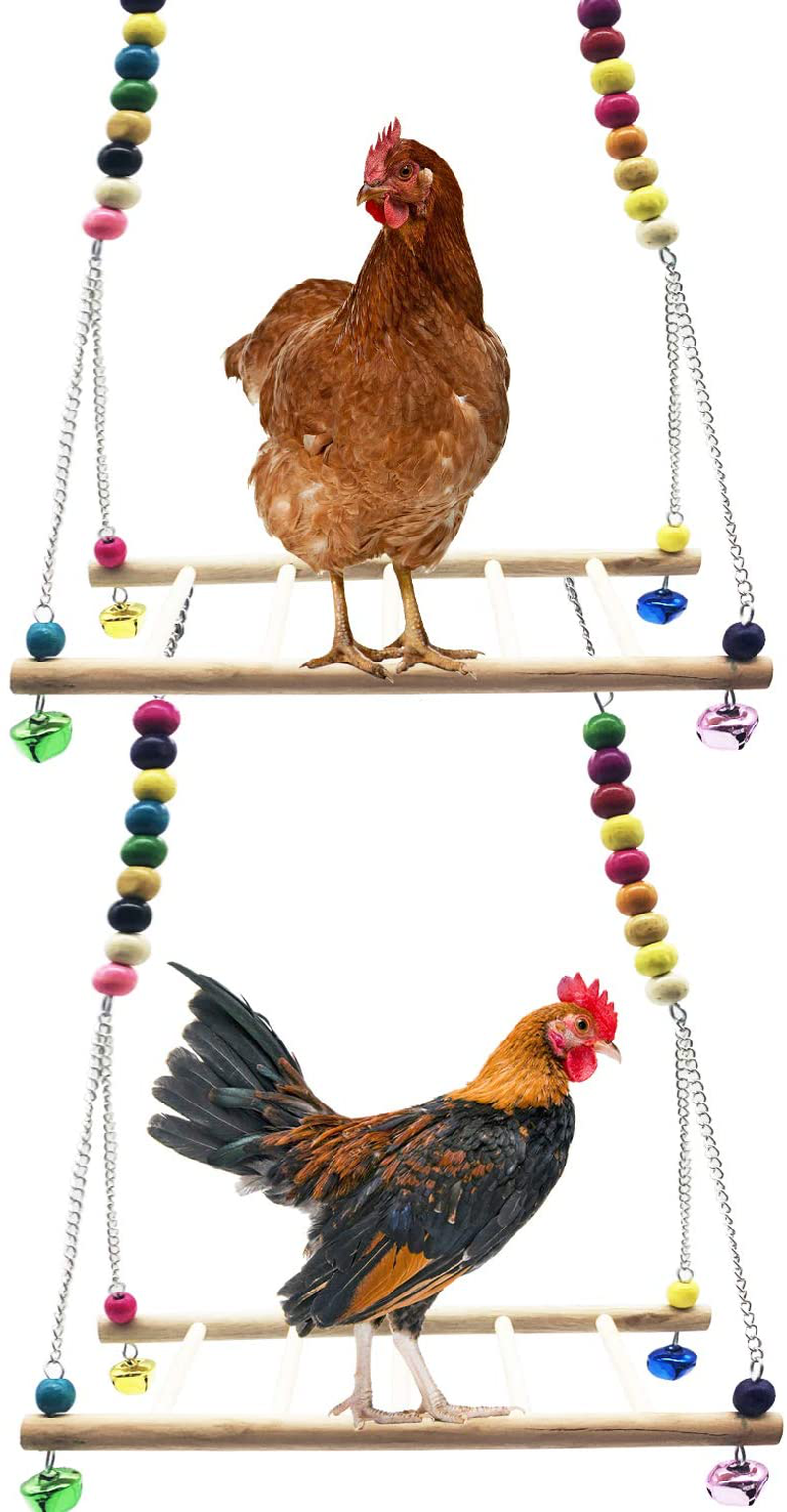 Ebaokuup 2 Pack Natural Wooden Chicken Swing Toys, Chicken Wood Stand Toy, Wood Chicken Swing Ladder, Chicken Coop Accessories, Chicken Parakeet Swing Perch Toy for Chicken Hens Parakeet Bird Animals & Pet Supplies > Pet Supplies > Bird Supplies > Bird Ladders & Perches EBaokuup   