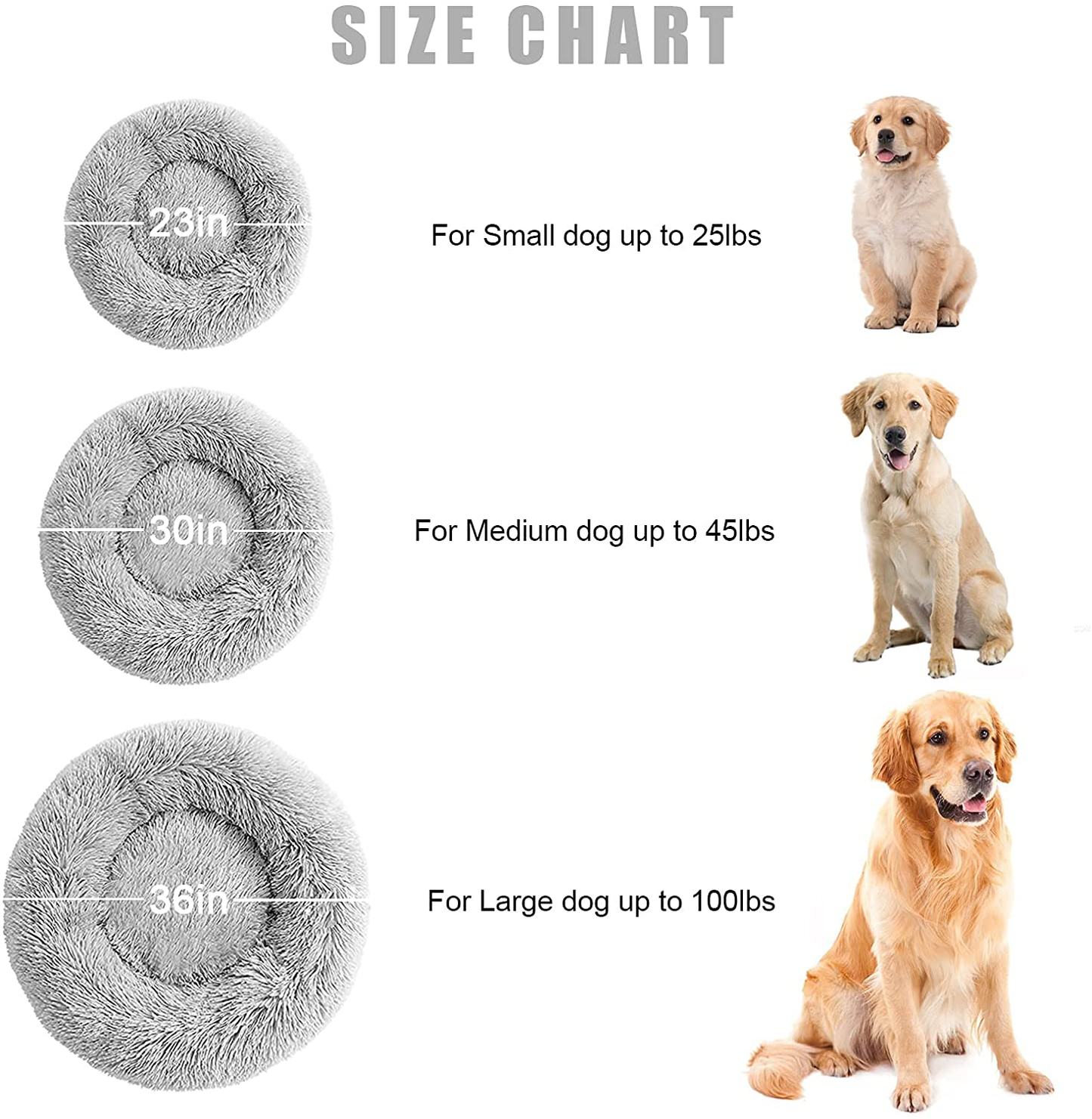 Calming Dog Bed Cat Bed, Washable round Dog Bed - 23/30/36 Inches Anti-Slip Faux Fur Donut Cuddler Cat Bed for Small Medium Large Dogs - Fits up to 25/45/100 Lbs - Waterproof Bottom Animals & Pet Supplies > Pet Supplies > Dog Supplies > Dog Beds LALIPODA   