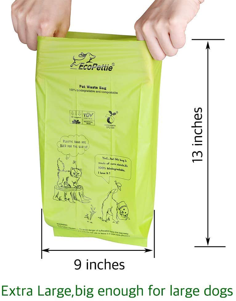 Ecopettie Dog Poop Bag Compostable | Poop Bags for Dogs 100% Biodegradable 18 Rolls 180 Counts | Doggie Bags for Poop | Cat Litter Bags for Cleaning (3 Months Volume,Xl ) Green Animals & Pet Supplies > Pet Supplies > Cat Supplies > Cat Litter Box Liners EcoPettie   
