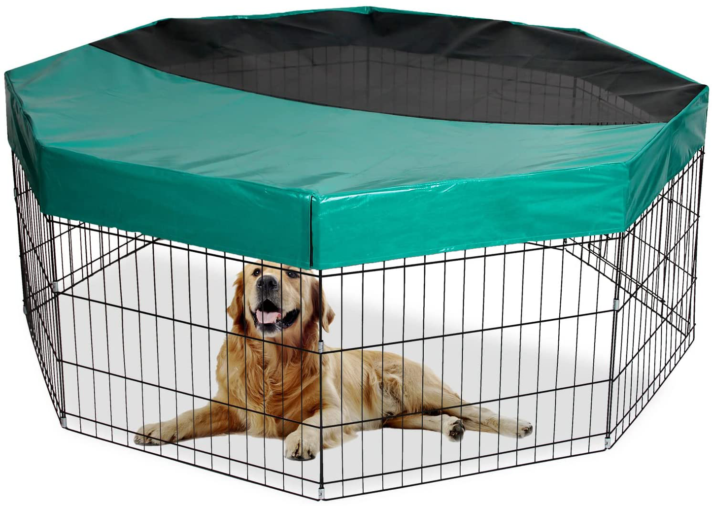 GORUTIN Dog Playpen Cover, Pet Playpen Mesh Top Cover Protect Dog from Sun/Rain Prevent Escape, Dog Pen Cover Shaded Area Indoor Outdoor Fits 24 Inch 8 Panels Playpen (Sell Top Cover Only!) Animals & Pet Supplies > Pet Supplies > Dog Supplies > Dog Kennels & Runs GORUTIN Dark Green  