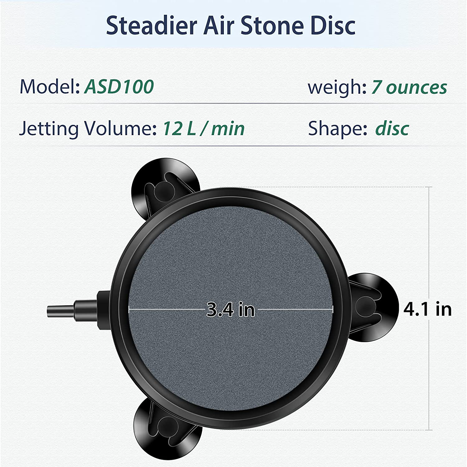 Pawfly 4 Inch Air Stone Disc Bubble Diffuser with Suction Cups for Pump Aquarium Fish Tank