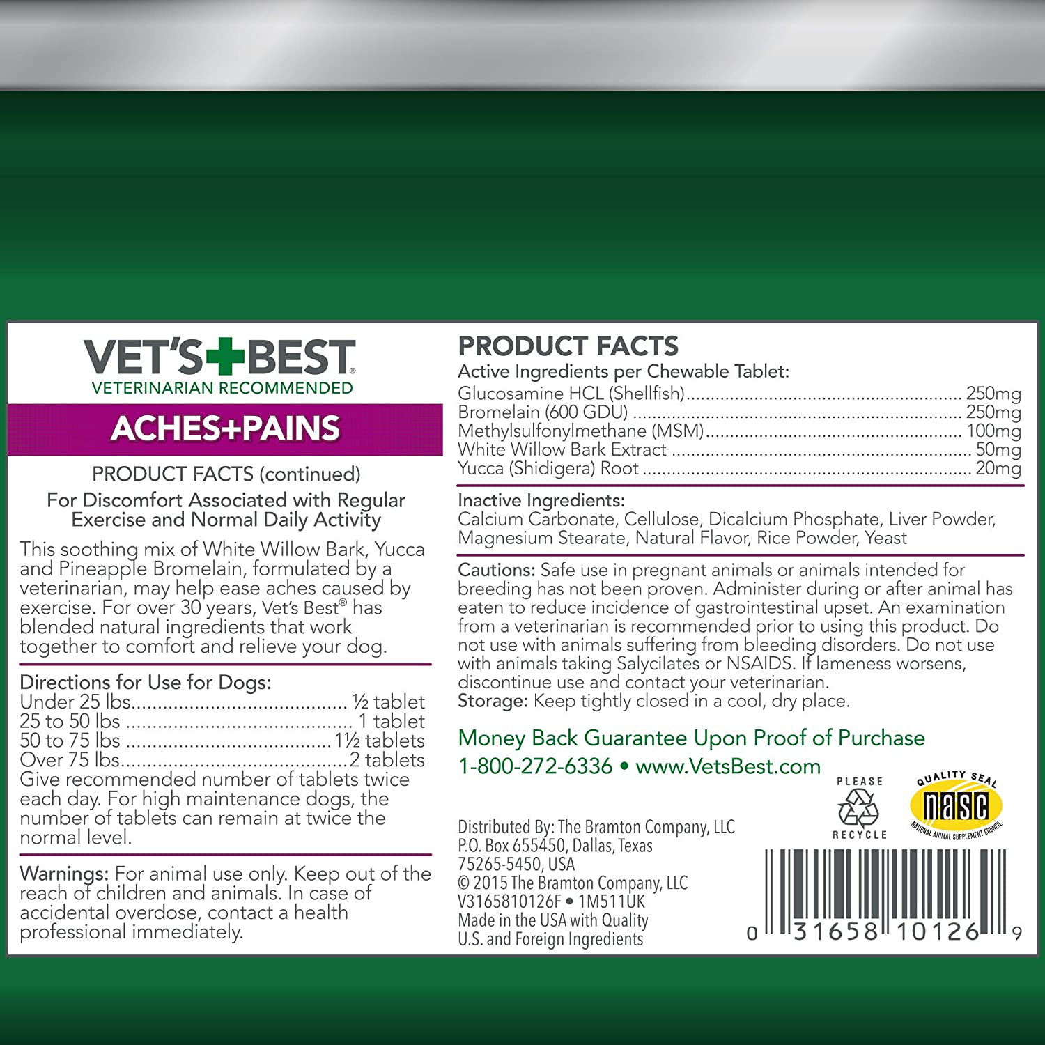 Vet’S Best Aspirin Free Aches + Pains Dog Supplement | Vet Formulated for Dog Pain Support and Joint Relief Animals & Pet Supplies > Pet Supplies > Dog Supplies > Dog Treadmills Bramton Company   