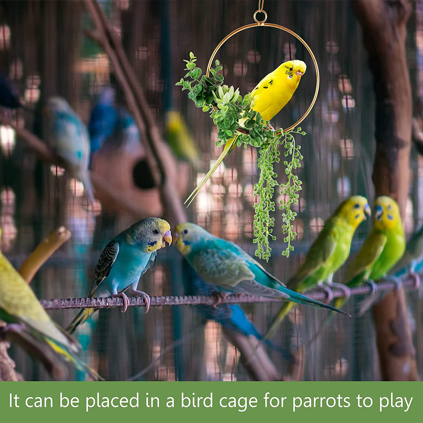 Succulents Simulation Parrot Swings- 7.9" Swing Perch Cage Parakeet Swing Bird Stand Perch Toys for Small & Medium Cockatoo Parakeet Canary Animals & Pet Supplies > Pet Supplies > Bird Supplies > Bird Cage Accessories MEWTOGO   