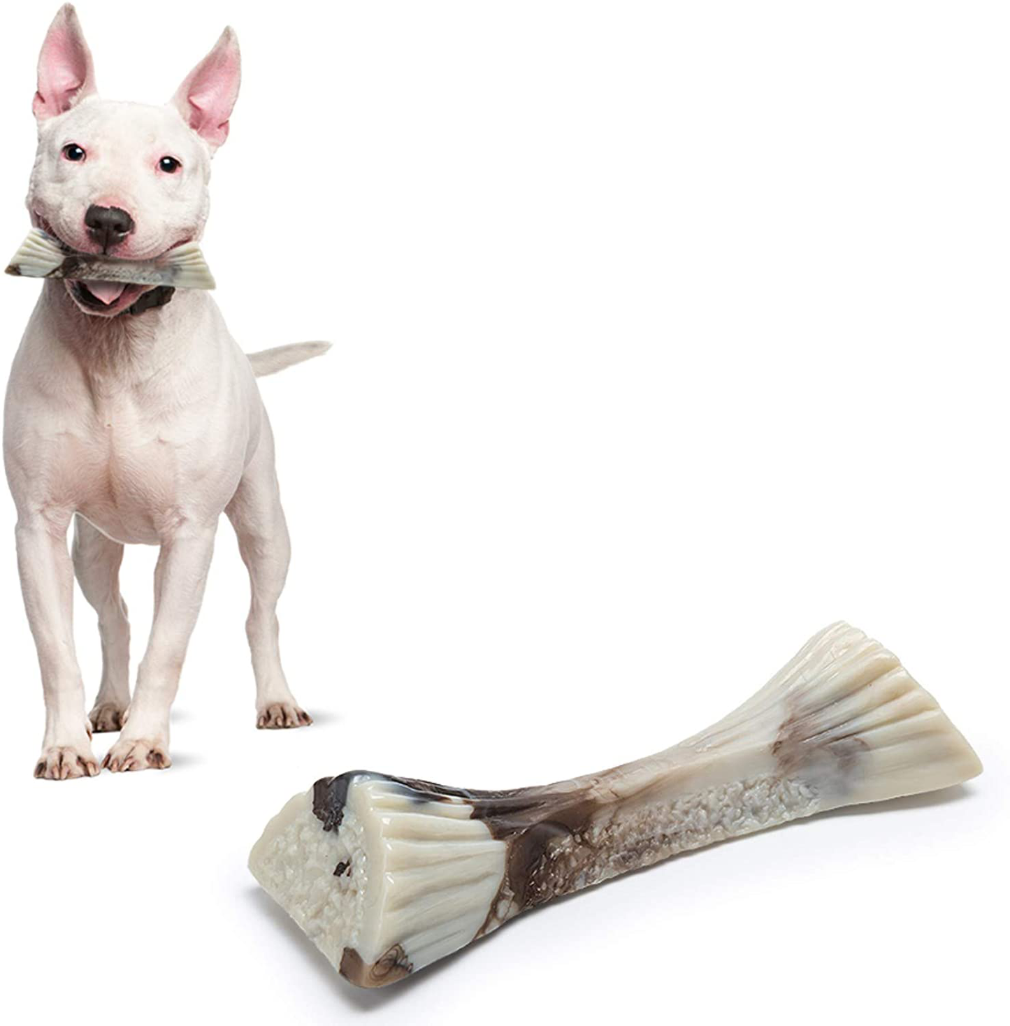 Petsla Dog Chew Toys for Aggressive Chewers Large Breed Indestructible Hard Nylon Dog Bone Toy Durable Dog Chew Toy Dog Teething Toy for Large Medium Small Dogs Animals & Pet Supplies > Pet Supplies > Dog Supplies > Dog Toys PETSLA Marrow Shape Medium (Pack of 1) 