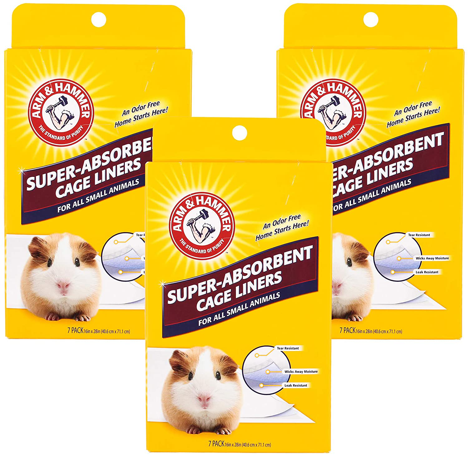 Arm & Hammer for Pets Super Absorbent Cage Liners for Guinea Pigs, Hamsters, Rabbits - Best Cage Liners for Small Animals, 7 Count - Small Animal Pet Products, Guinea Pig Pads, Guinea Pig Cage Liners Animals & Pet Supplies > Pet Supplies > Small Animal Supplies > Small Animal Bedding Arm & Hammer 16" x 28" - 21 Count  