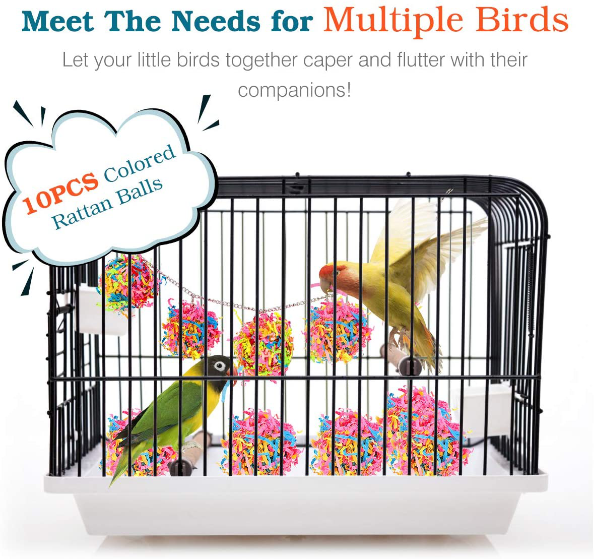 Lewondr Bird Chewing Toys, 10 Packs Bird Parrot Shredder Toy Foraging Hanging Cage Chew Toy Swing with Rings Parrot Foraging Hammock for Cockatiel Conure African Grey Parakeets - Colorful Animals & Pet Supplies > Pet Supplies > Bird Supplies > Bird Cage Accessories Lewondr   