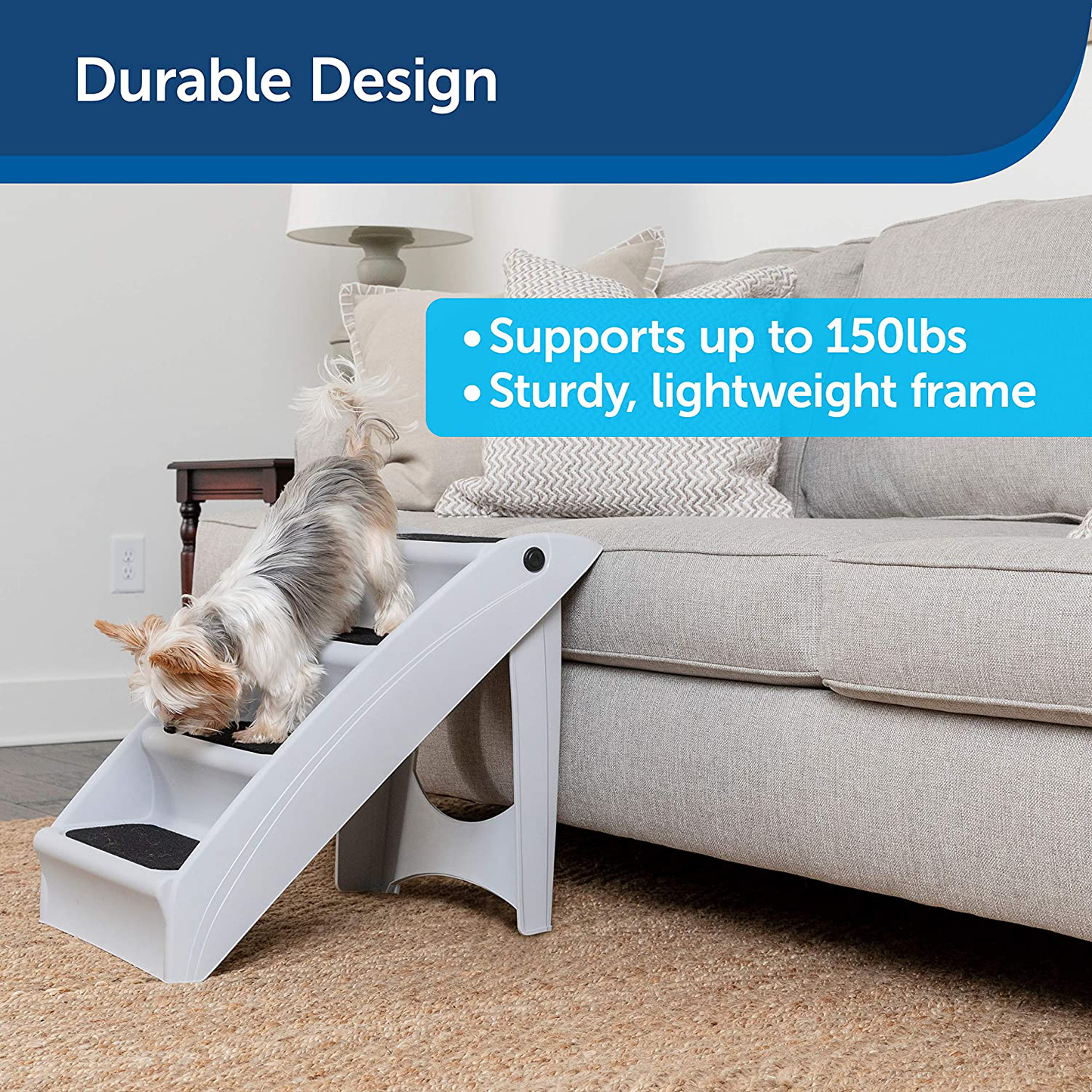 Petsafe Cozyup Folding Pet Steps - Pet Stairs for Indoor/Outdoor at Home or Travel - Dog Steps for High Beds - Dog Stairs with Siderails, Non-Slip Pads - Durable, Support up to 150 Lbs - Large, Tan Animals & Pet Supplies > Pet Supplies > Dog Supplies > Dog Treadmills Radio Systems Corporation   