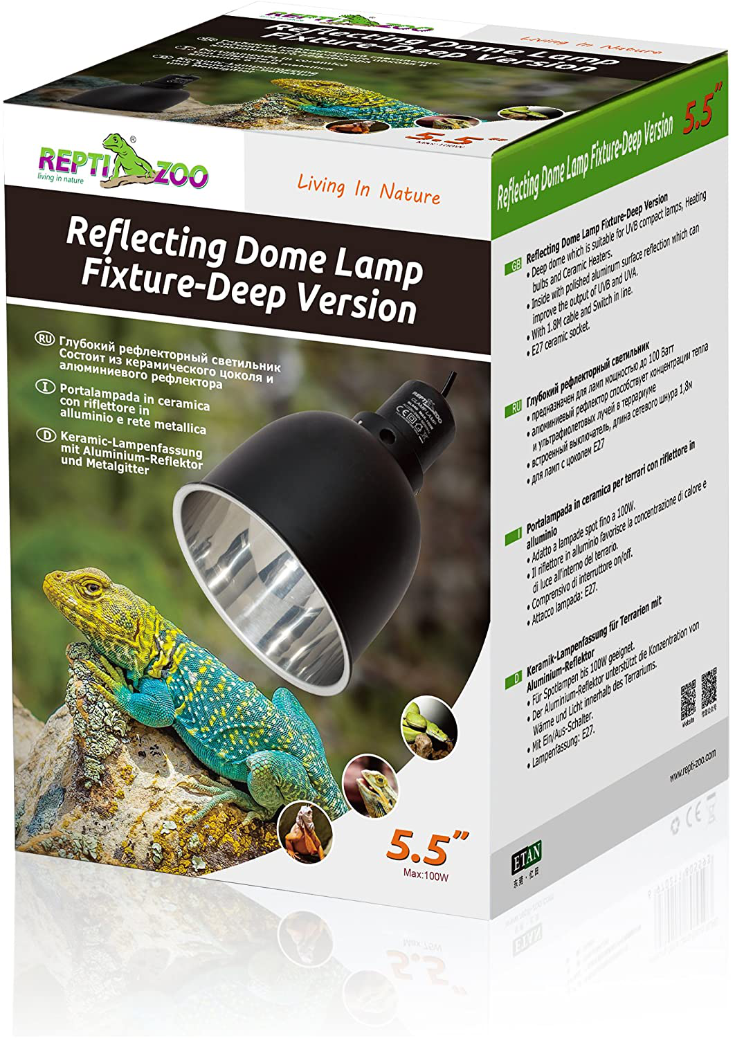 REPTI ZOO 5.5 Inch Deep Dome Lamp Cap Lamp Fixture,Optical Reflection Cover for Reptile Glass Terrariums