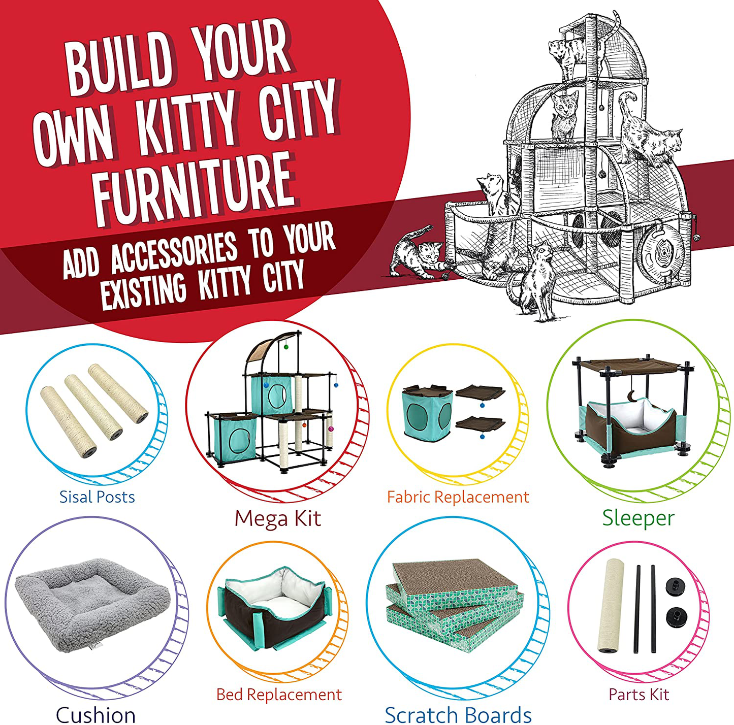 Kitty City Claw Mega Kit 2.0 Furniture, Cat Cushion, Cat Scratch, Sisal Replacement Animals & Pet Supplies > Pet Supplies > Cat Supplies > Cat Furniture Kitty City   