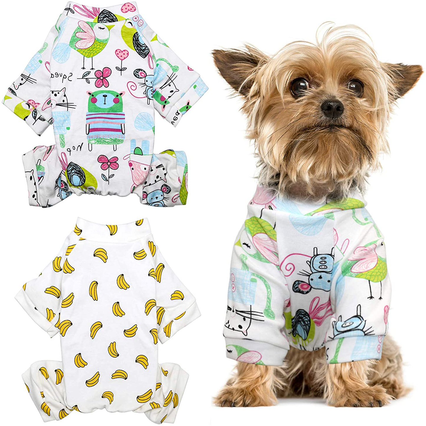 HYLYUN Puppy Pajamas 2 Packs - Adorable Puppy Clothes Soft Dog Pajamas Cotton Puppy Rompers Pet Jumpsuits Cozy Bodysuits for Small Dogs Animals & Pet Supplies > Pet Supplies > Dog Supplies > Dog Apparel HYLYUN X-Large（Pack of 2）  
