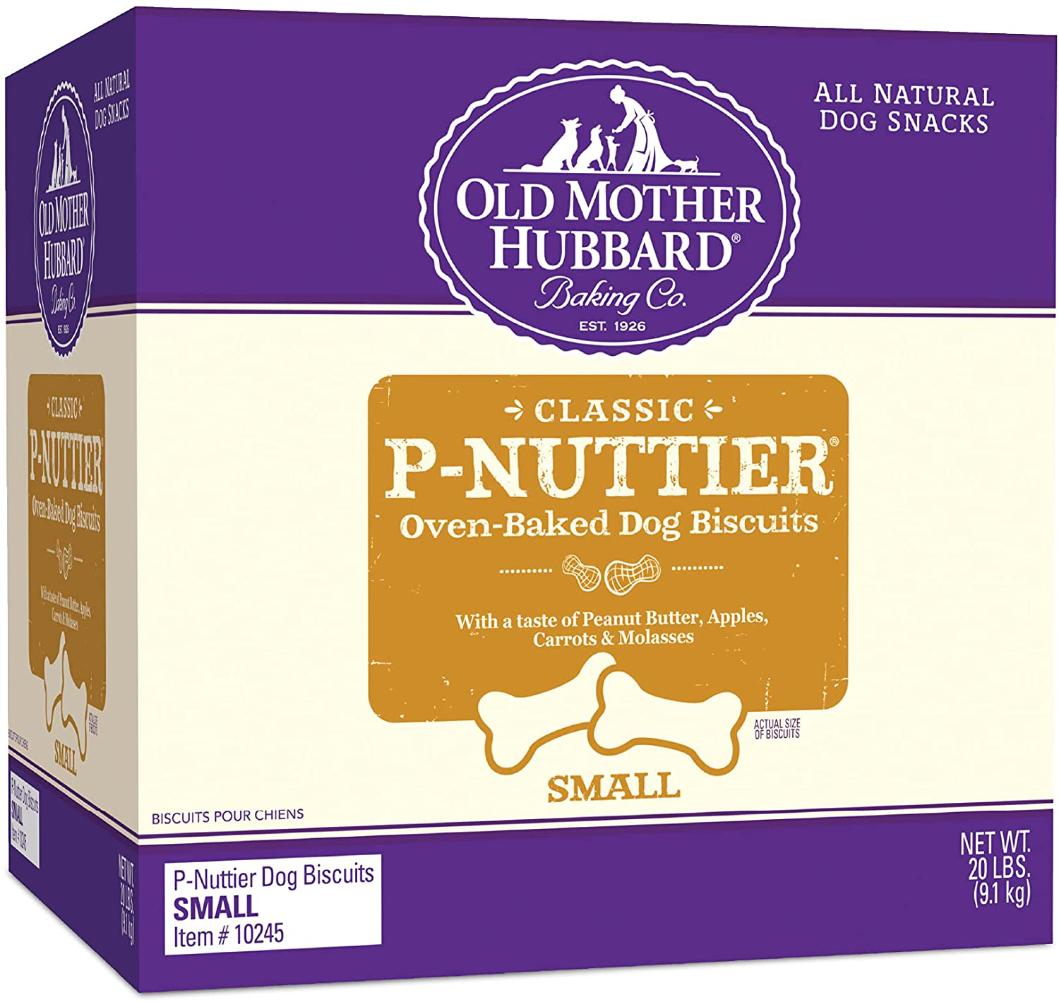 Old Mother Hubbard Classic P-Nuttier Peanut Butter Dog Treats, Oven Baked Crunchy Treats for Small Dogs, All Natural, Healthy, Small Training Treats Animals & Pet Supplies > Pet Supplies > Dog Supplies > Dog Treats Old Mother Hubbard 20 Pound Box (Pack of 1)  