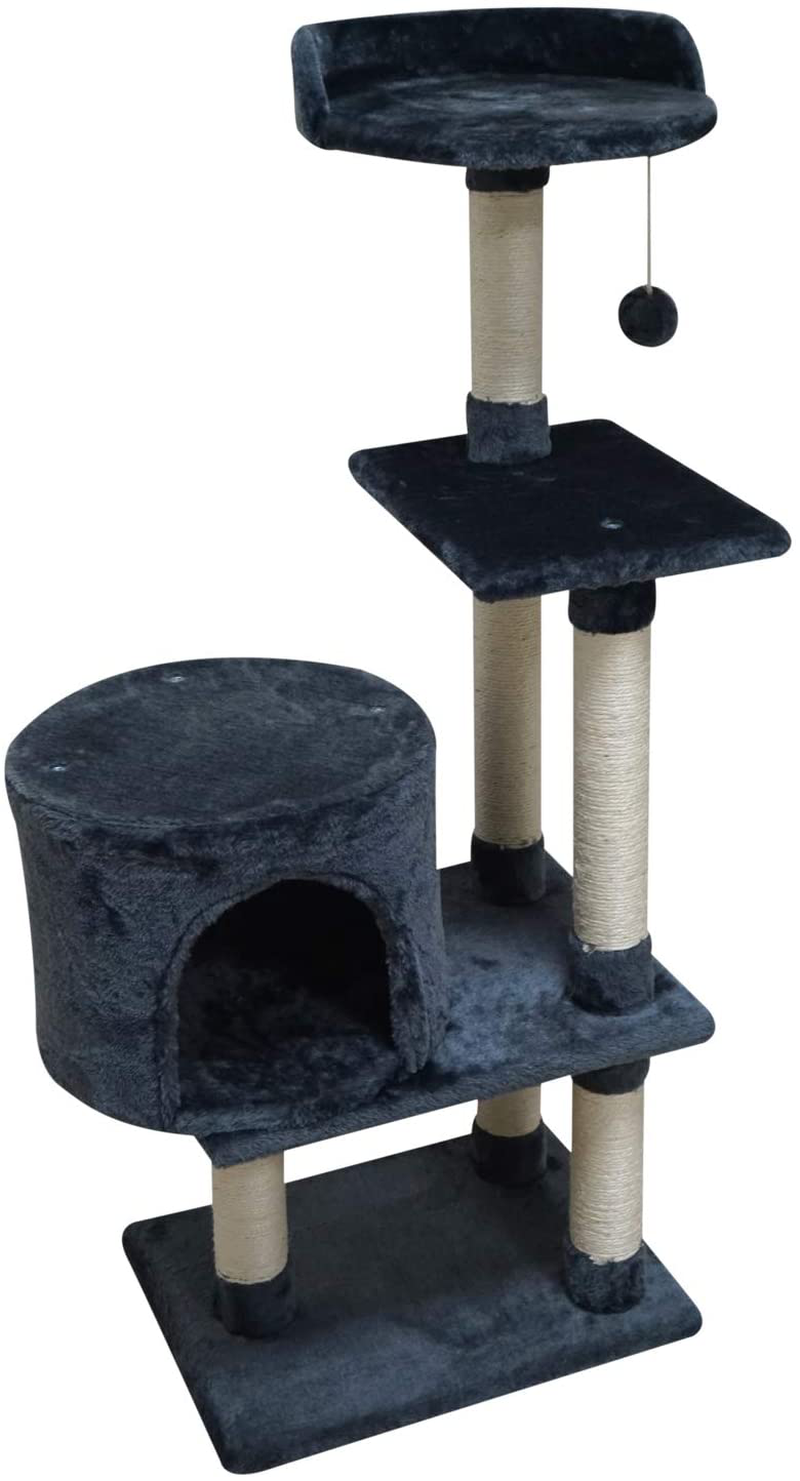 FISH&NAP Cat Tree Cat Tower Cat Condo Sisal Scratching Posts with Jump Platform Cat Furniture Activity Center Play House Grey Animals & Pet Supplies > Pet Supplies > Cat Supplies > Cat Furniture FISH&NAP Smoky Grey  