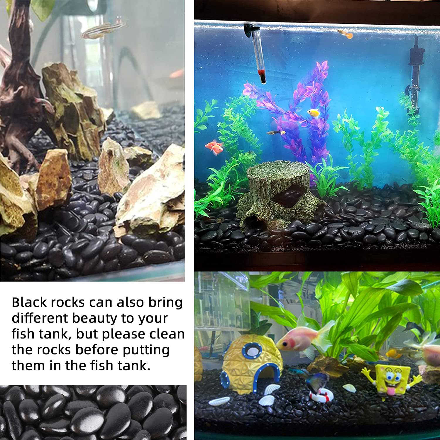 Black aquarium outlet gravel