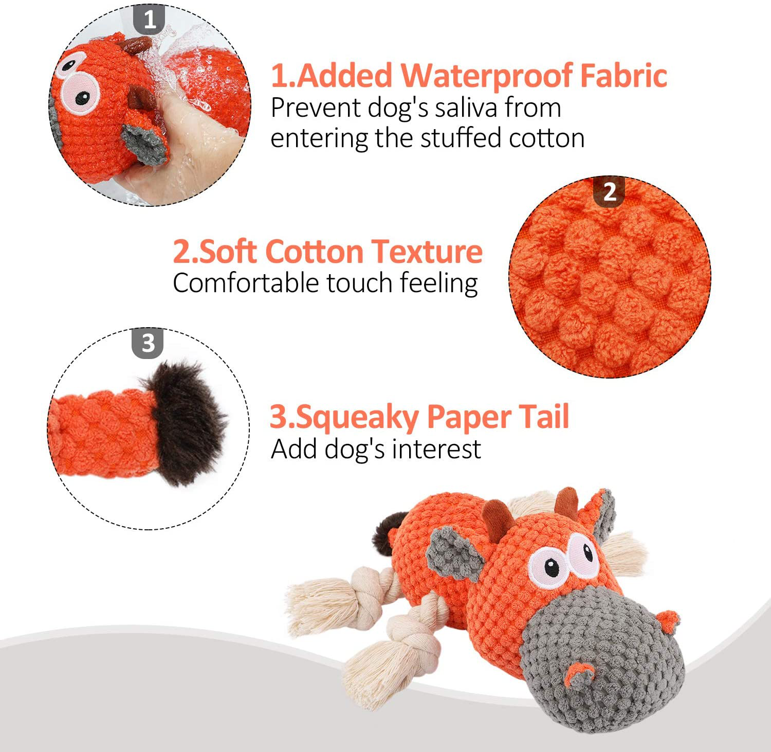Dog Plush Toy for Large Aggressive Chewers,Indestructible Dog Squeaky Toys,Stuffed Animals Toys with Cotton Material and Crinkle Paper,Durable Chewing Toys for Puppy Breed with Cattle Shape Animals & Pet Supplies > Pet Supplies > Dog Supplies > Dog Toys IOKHEIRA   