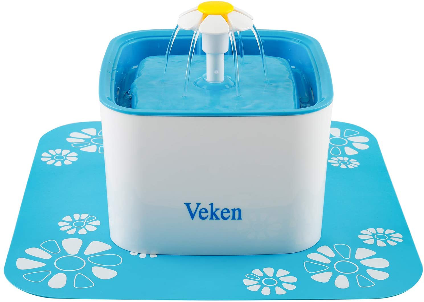 Veken Pet Fountain, 84Oz/2.5L Automatic Cat Water Fountain Dog Water Dispenser with 3 Replacement Filters & 1 Silicone Mat for Cats, Dogs, Multiple Pets Animals & Pet Supplies > Pet Supplies > Dog Supplies > Dog Treadmills Veken Blue  