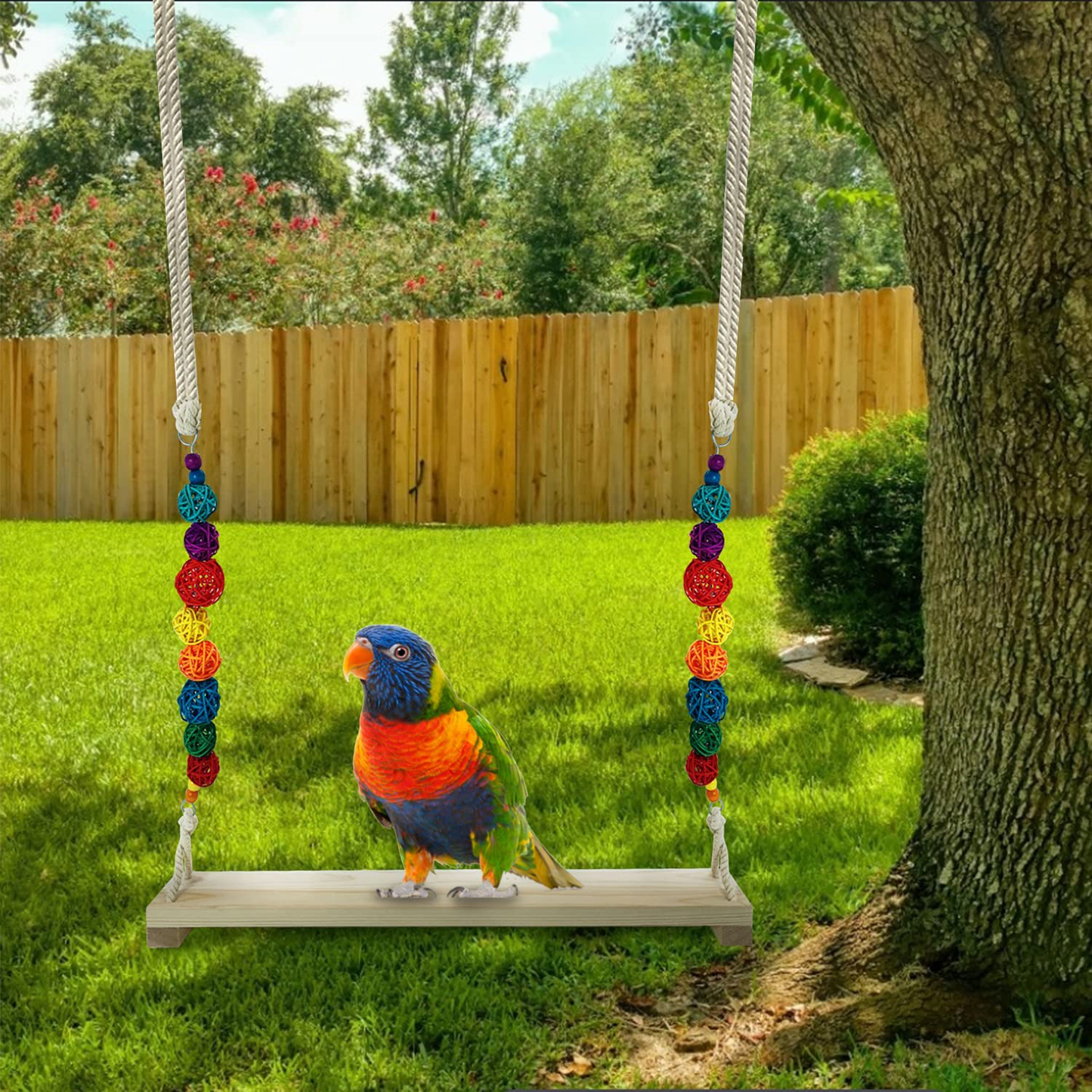 Chicken Swing,Chicken Perch,Wood Stand for Chick,Ladder Toys for Bird,Handmade Coop Swing for Chicken Bird,Parrot,Hens,Small Parakeets,Cockatiels,Macaws,Large Pet, Safe and Relief of Stress Animals & Pet Supplies > Pet Supplies > Bird Supplies > Bird Ladders & Perches Sufford   