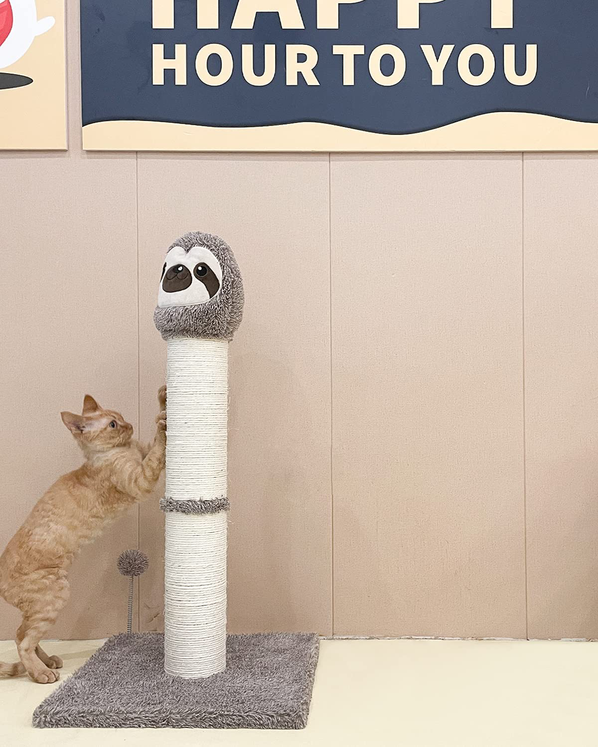 Poils Bebe Cat Scratching Post, 30.3’’ Tall Alpaca Scratcher Cat Furniture with Spring Ball for Indoor Cats and Kittens Handmade Cat Tower Wrapped by Natural Sisal Ropes Animals & Pet Supplies > Pet Supplies > Cat Supplies > Cat Furniture Poils bebe   