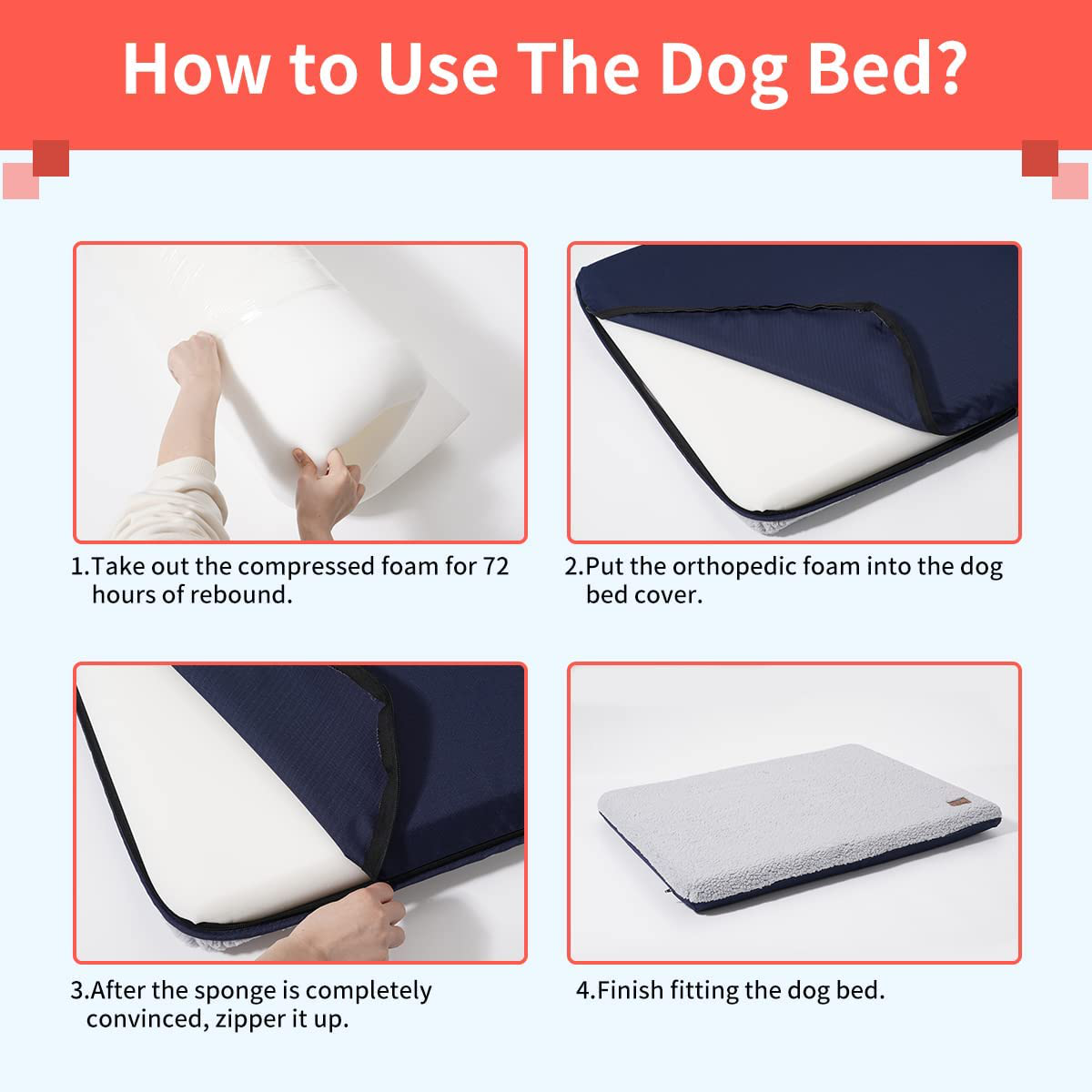 TUTUE Dog Beds for Large Dogs, Orthopedic Dog Bed with Washable Cover,Comfortable Memory Foam Pet Bed,Anti Abrasion Foot Dog Beds for Small, Medium, Large Dogs up to 45/65/75Lbs
