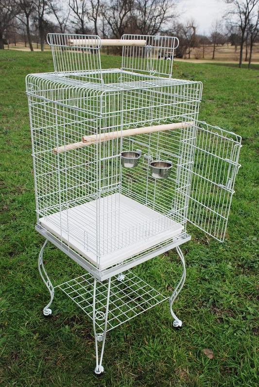 Mcage New Large 57" Open Plays Top Parrot Lovebird Cockatiel Cockatiels Parakeets Cage with Removable Stand, White Animals & Pet Supplies > Pet Supplies > Bird Supplies > Bird Cages & Stands Mcage   