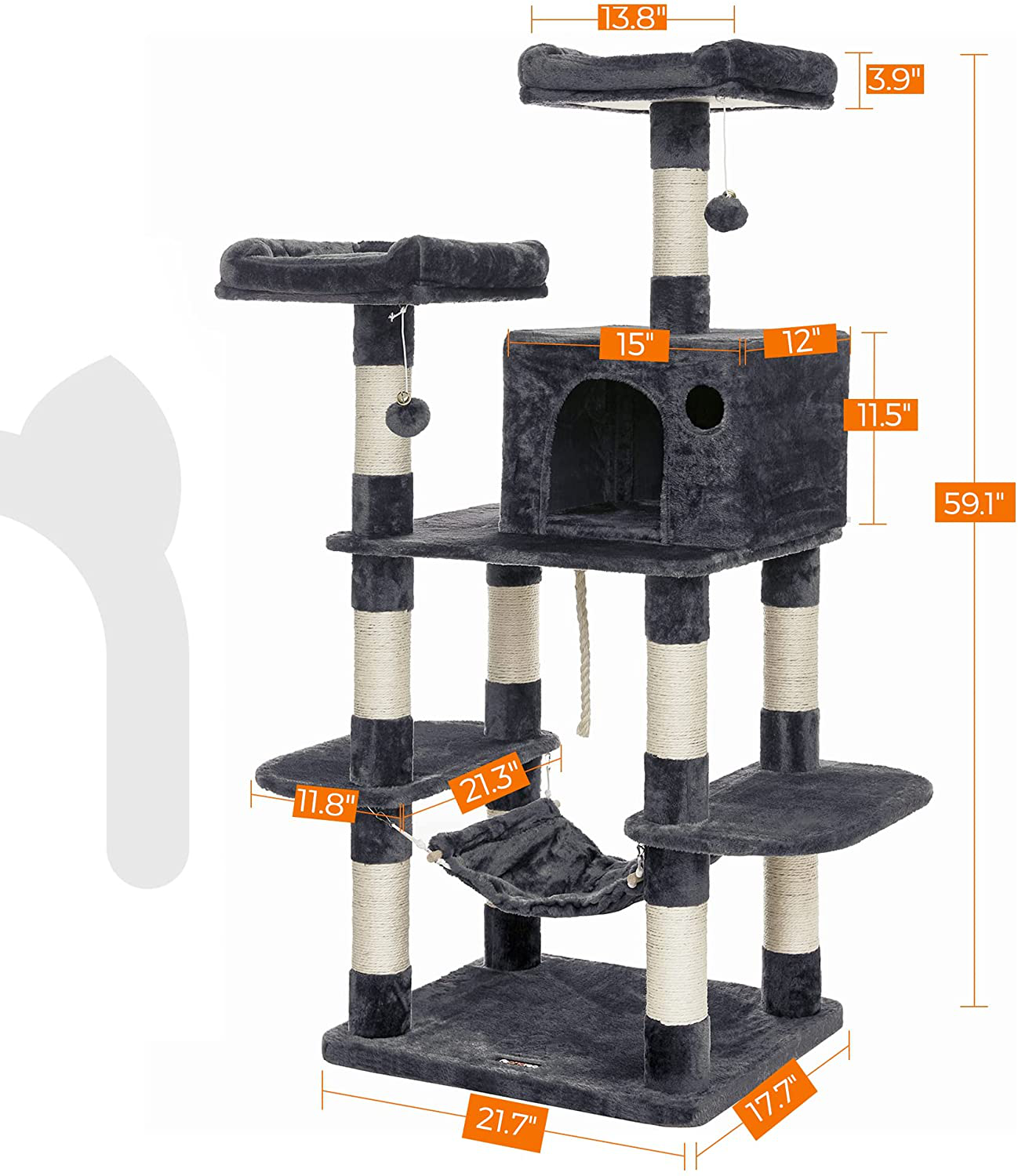 FEANDREA Multi-Level Cat Tree for Big Cats, Stable Cat Tower Animals & Pet Supplies > Pet Supplies > Cat Supplies > Cat Furniture FEANDREA   