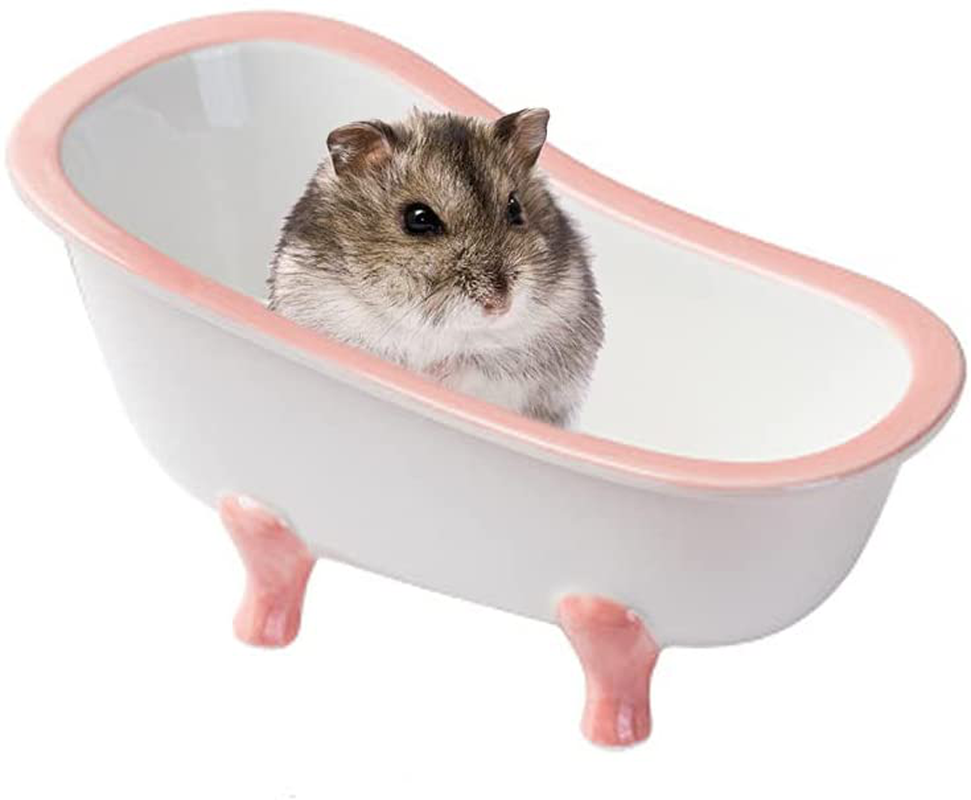ARBOZEW Hamster Sand Bathtub, Small Animal Ceramic Bathroom, Rat Bathtub Accessories Cage Toys, Relax Bathing Sand Room, Pink, Yellow, Blue, Orange
