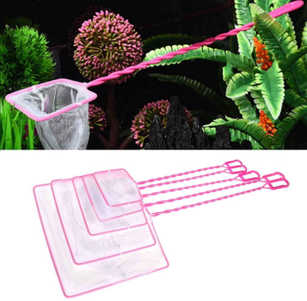 LANDUM Fishing Tank Net Plastic Soft Square Mesh Fish Shrimp Capture for Aquarium Tools Pink Rectangle 4 Animals & Pet Supplies > Pet Supplies > Fish Supplies > Aquarium Fish Nets LANDUM   