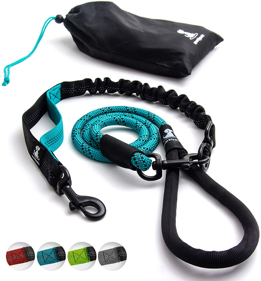 Heavy Duty Rope Bungee Leash for Large and Medium Dogs with Anti-Pull for Shock Absorption - No Slip Reflective Leash for Outside Animals & Pet Supplies > Pet Supplies > Dog Supplies > Dog Treadmills SparklyPets Teal For 1 Dog 