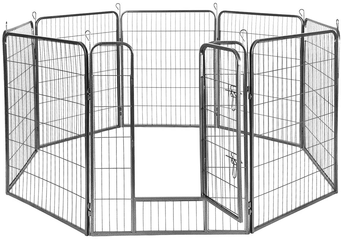 Giantex 40/48Inch Dog Playpen with Door, 16/8 Panel Pet Playpen for Large and Small Dogs, Portable Foldable Freestanding Dog Exercise Pens, Metal Dog Playpen Indoor & Outdoor (16 Panels, 40) Animals & Pet Supplies > Pet Supplies > Dog Supplies > Dog Treadmills Giantex 8 Panels 40 Inch (Pack of 1) 