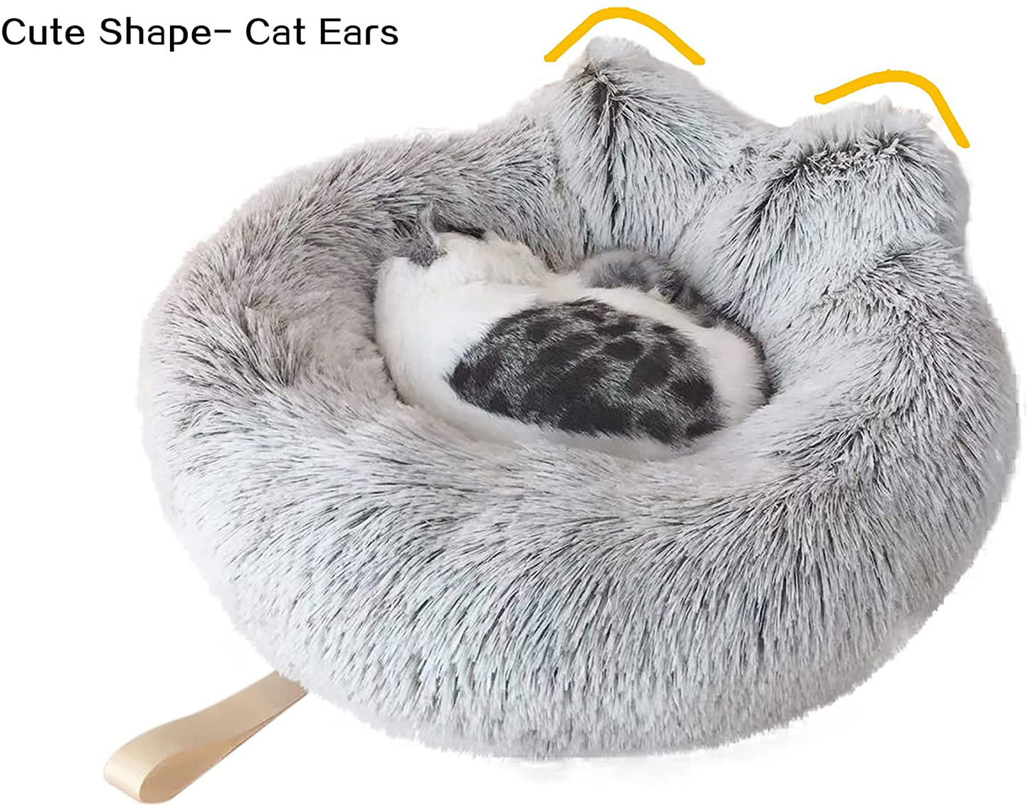 GRITALY Cat Beds Indoor Cats, 20 Inches Donut Pet Bed Cats or Small Dogs up 12Lbs, Anti-Slip Water-Resistant Bottomself Warming Washable Fabric Pet Supplies, Whitebrown, 20X10X7 Inch (Pack of 1) Animals & Pet Supplies > Pet Supplies > Cat Supplies > Cat Furniture GRITALY   