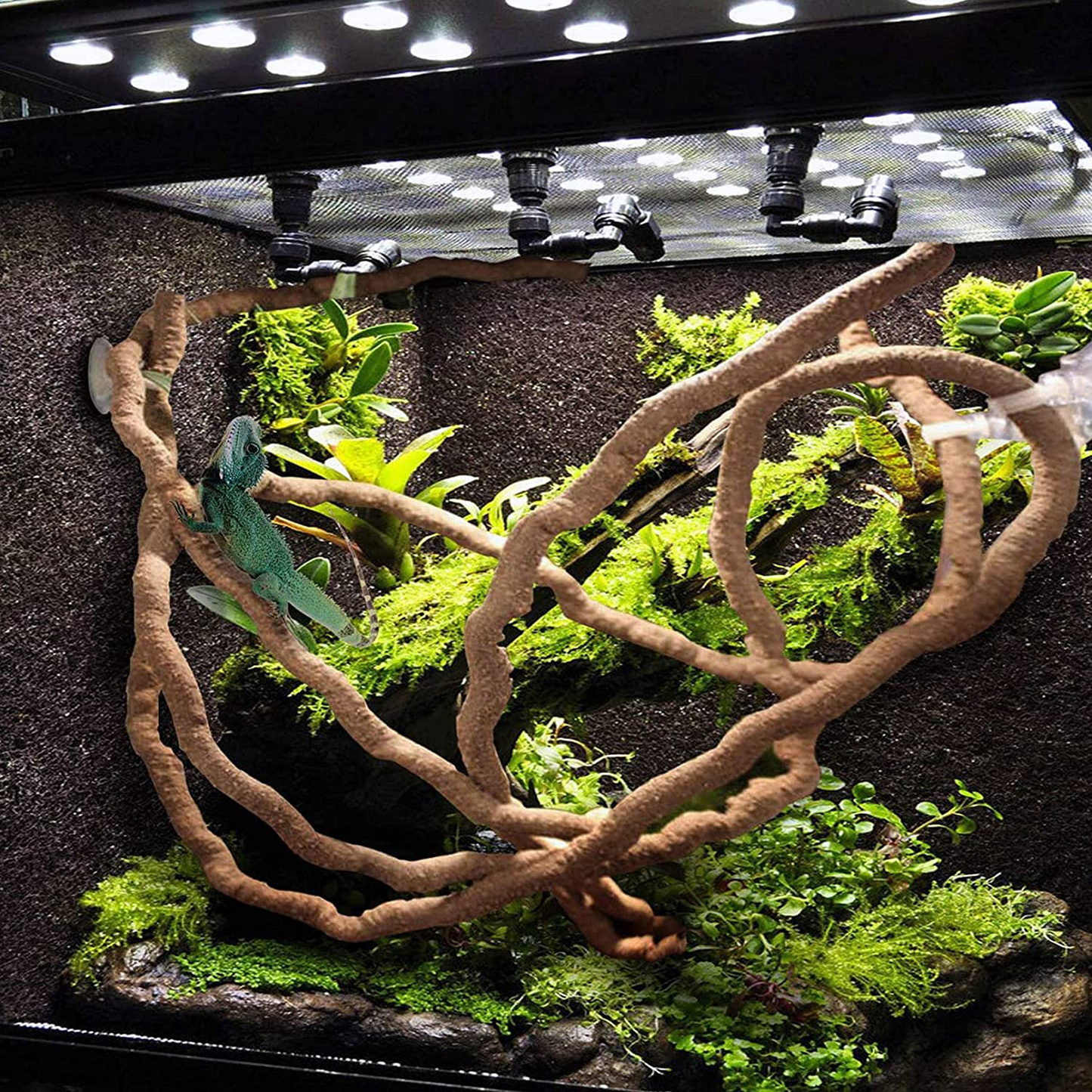 Kathson Bearded Dragon Hammock Reptile Hideout Wooden Bridge Jungle Climber Vines Flexible Reptile Leaves with Suction Cups Reptile Habitat Decor for Chameleon, Lizards, Gecko, Snakes Climbing Hiding Animals & Pet Supplies > Pet Supplies > Reptile & Amphibian Supplies > Reptile & Amphibian Habitats kathson   
