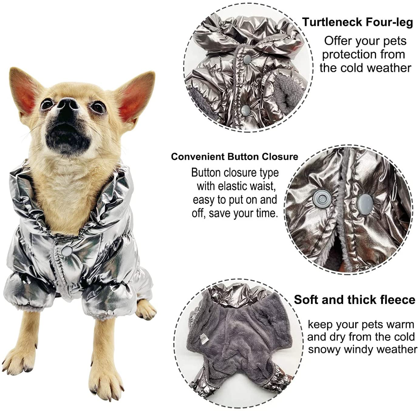 Sunteelong Winter Puppy Dog Coat Waterproof Pet Clothes Windproof Dog Snowsuit Warm Fleece Padded Winter Pet Clothes for Small Dogs