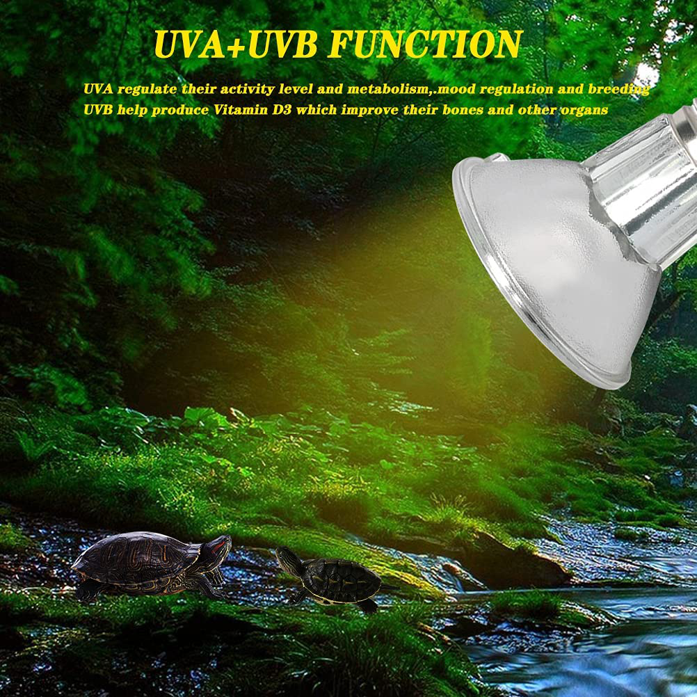 NBM, Reptile Heating Lamp and Plant Lamp with Temperature Switch, UVA UVB Is Suitable for Lizards, Tortoises, Plants and Other Animals and Plants (With 1 Bulb)