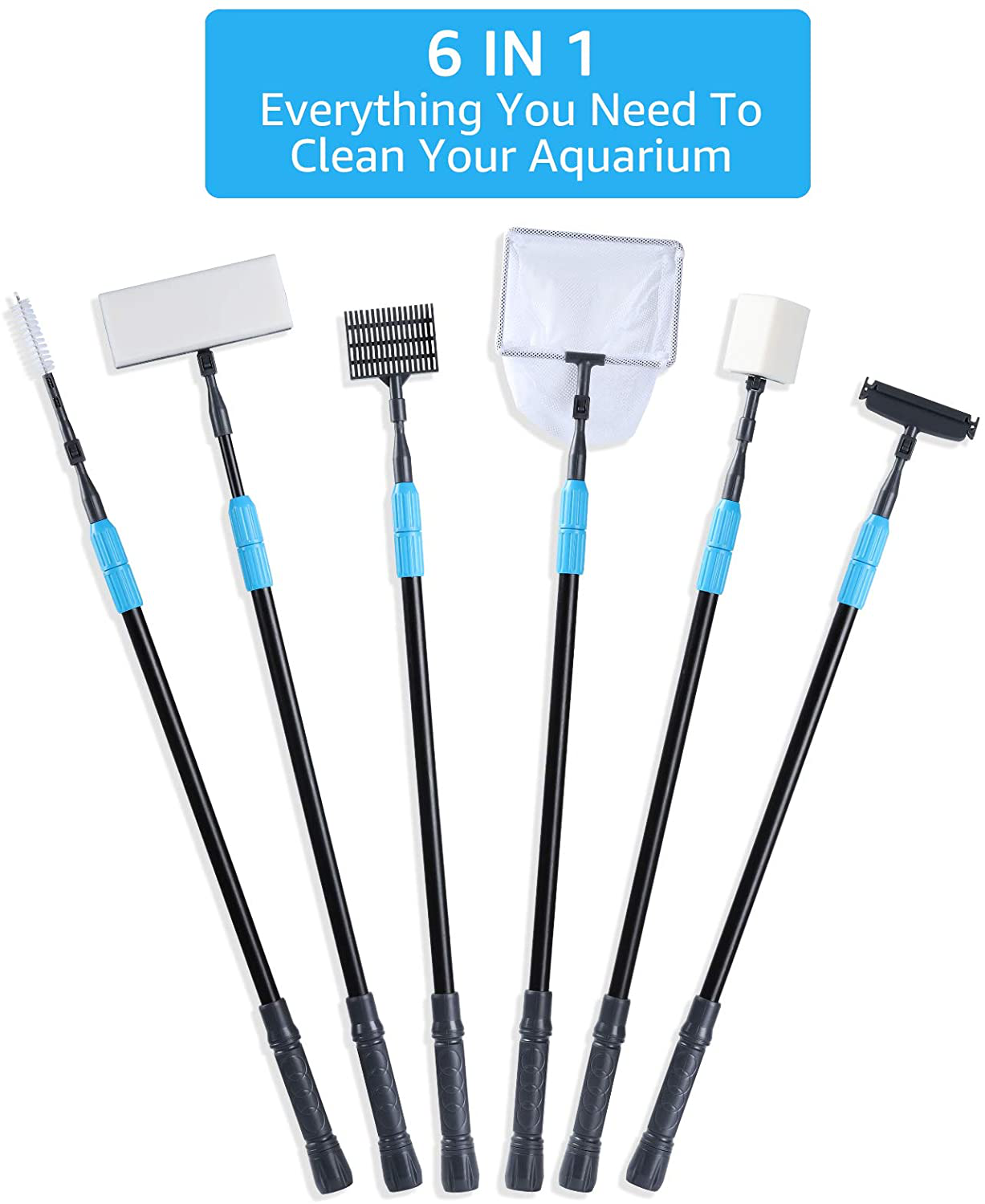 Aquamiracle 6 in 1 Aquarium Cleaning Tool Kit Fish Tank Cleaning Kit f –  KOL PET
