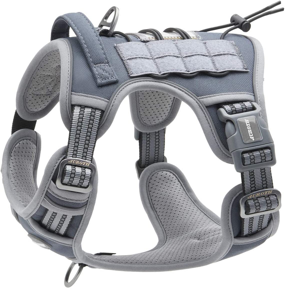 Auroth Tactical Dog Harness for Small Medium Large Dogs No Pull Adjustable Pet Harness Reflective K9 Working Training Easy Control Pet Vest Military Service Dog Harnesses Animals & Pet Supplies > Pet Supplies > Dog Supplies > Dog Treadmills AUROTH Grey S(Neck:14-21",Chest:20-31") 