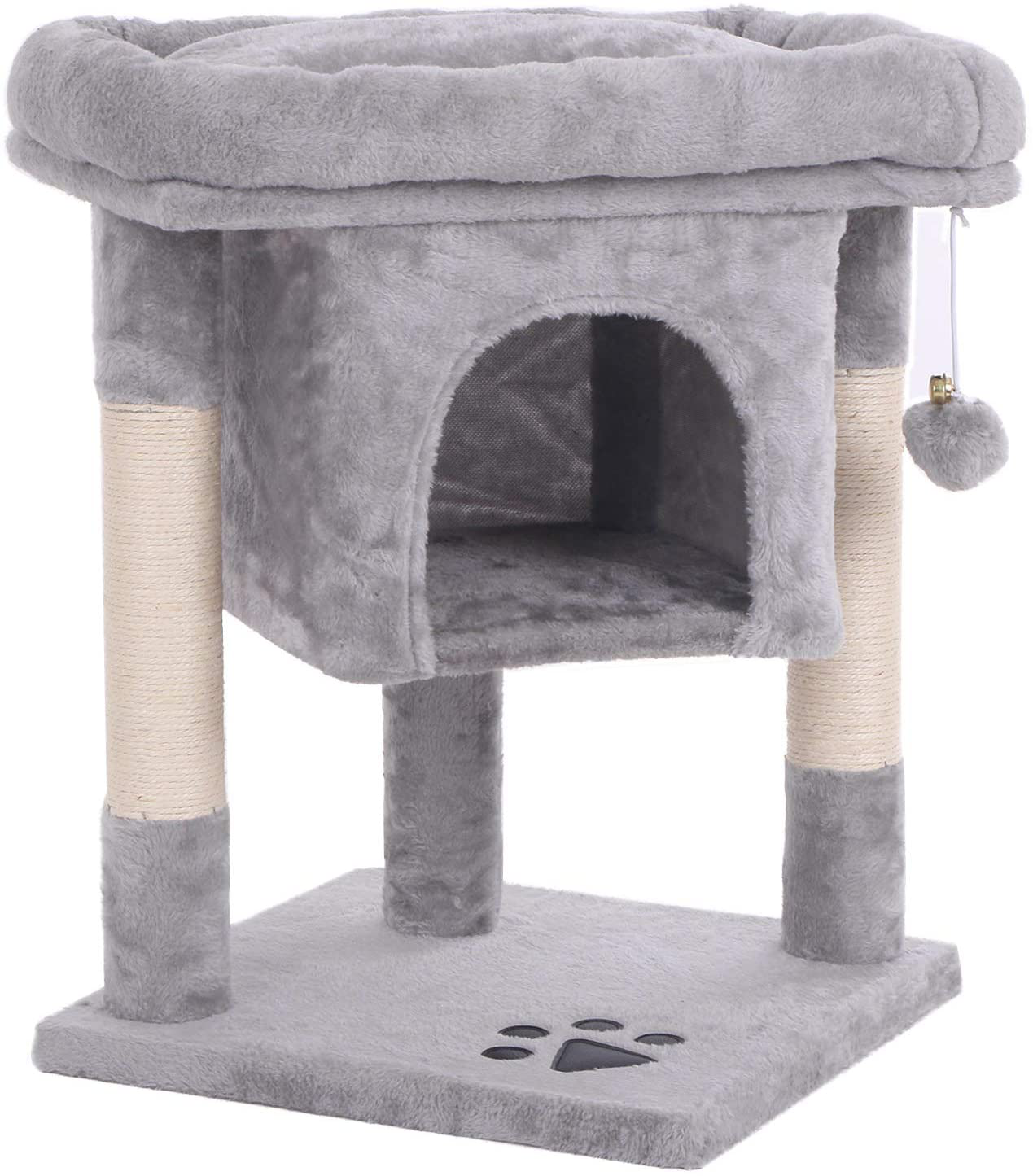 BEWISHOME Cat Tree Cat House Cat Condo with Sisal Scratching Posts, Plush Perch, Cat Tower Furniture Cat Bed Kitty Activity Center Kitten Play House Animals & Pet Supplies > Pet Supplies > Cat Supplies > Cat Furniture BEWISHOME Light Grey  