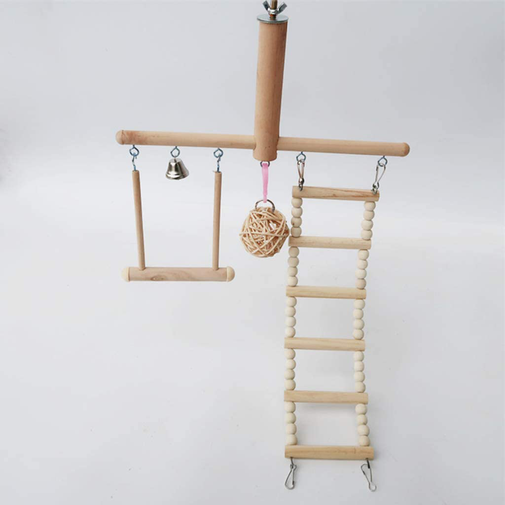 Bird Cage Stand Play Gym Conure Perch Playground Climbing Ladder Swing Rattan Ball Chew Toys for Lovebirds Budgies Animals & Pet Supplies > Pet Supplies > Bird Supplies > Bird Gyms & Playstands Dft   