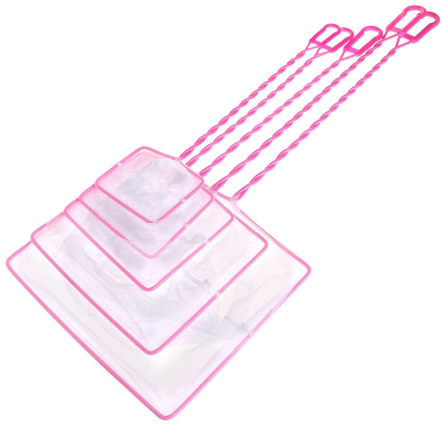 LANDUM Fishing Tank Net Plastic Soft Square Mesh Fish Shrimp Capture for Aquarium Tools Pink Rectangle 4 Animals & Pet Supplies > Pet Supplies > Fish Supplies > Aquarium Fish Nets LANDUM   