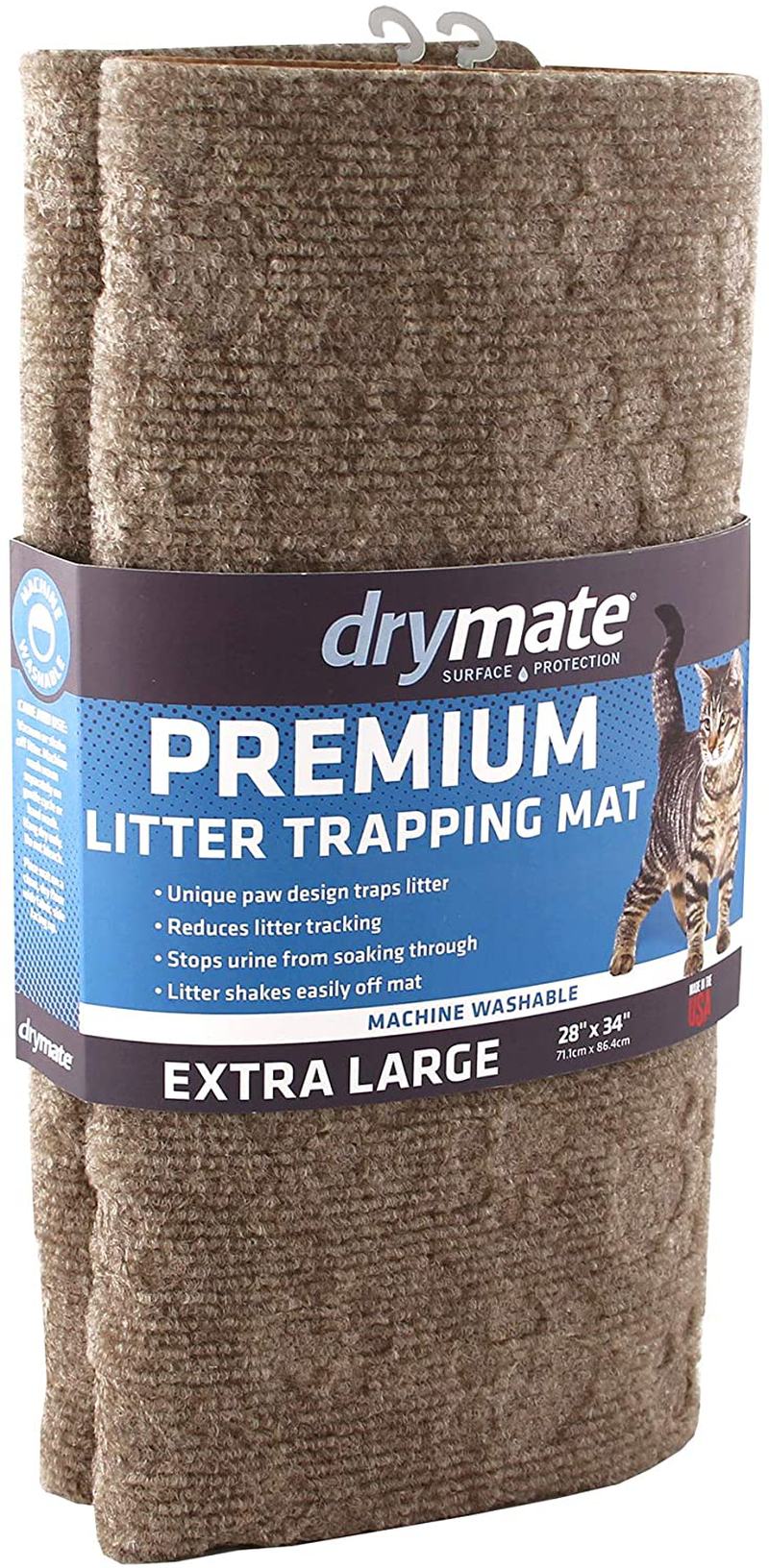 Drymate Premium Litter Trapping Mat, Cat Litter Mat, Debossed Paw Design Traps Litter from Box and Cats, Soft on Kitty Paws - Absorbent/Waterproof/Urine-Proof - Machine Washable, Durable, (USA Made) Animals & Pet Supplies > Pet Supplies > Cat Supplies > Cat Litter Box Mats Drymate   