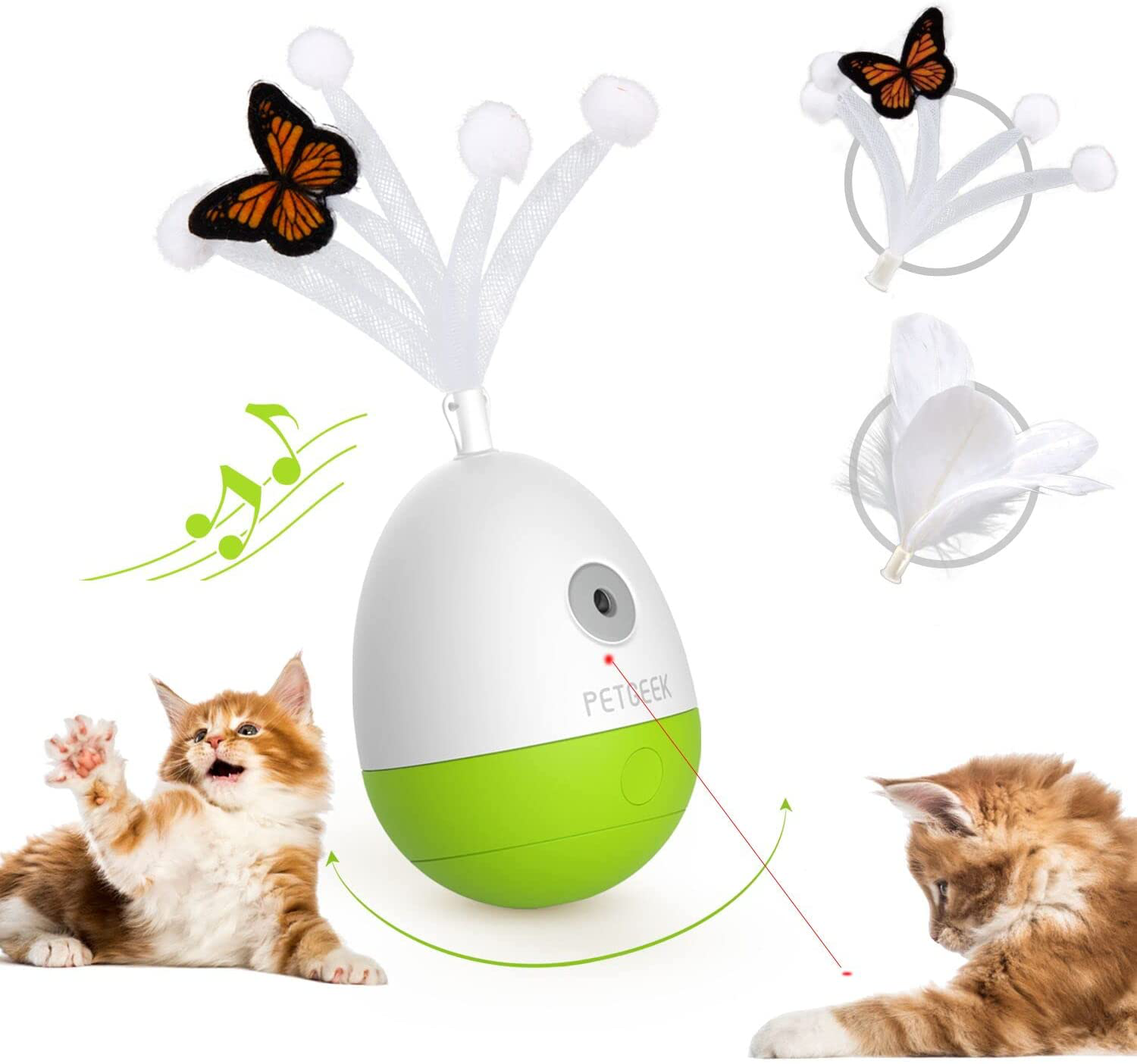 PETGEEK Interactive Cat Toy, Cat Toys with Squeaky Mouse, Automatic Motion Cat Toy Included Catnip Filled Mouse Teaser, Cat Toys for Indoor Cats Exercise & Game Animals & Pet Supplies > Pet Supplies > Cat Supplies > Cat Toys PETGEEK Green  