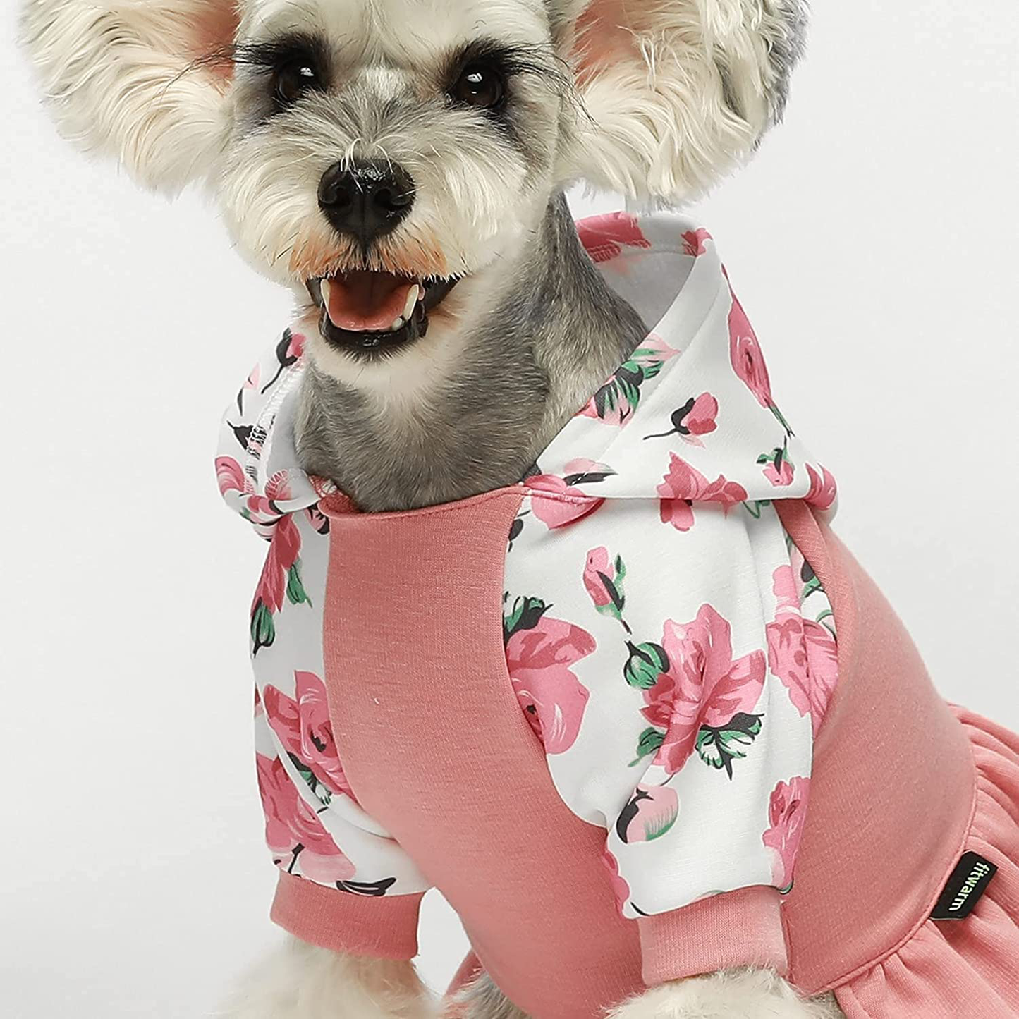 Fitwarm Floral Dog Clothes Dog Hoodie Dresses Breathable Skirt Girl Doggie Dress Puppy Outfits Cat Sweatshirt Apparel