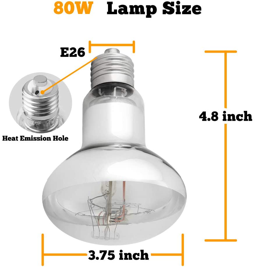 TEKIZOO UVA UVB Sun Lamp High Intensity Self-Ballasted Heat Basking Lamp/Light/Bulb for Reptile and Amphibian (80W)