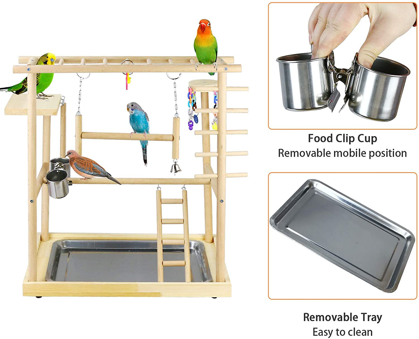 Ibnotuiy Bird Playground Parrot Playstand Cockatiel Parakeet Perch Stand Wood Double Layer Bird Play Gym Playpen with Feeder Bowl Ladder for Cockatoo Conure Animals & Pet Supplies > Pet Supplies > Bird Supplies > Bird Gyms & Playstands Ibnotuiy   