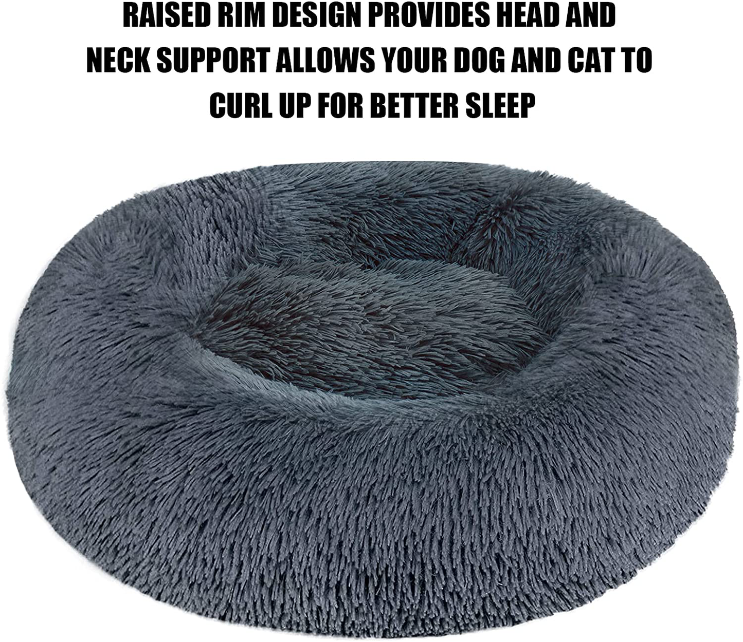 Calming Dog Bed Cat Bed Donut Cuddler, anti Anxiety Dog Bed for Small Medium Large Dogs Cats, Machine Washable round Warm Bed, Faux Fur Pet Bed, Waterproof Non-Slip Bottom (23"/30"/36")