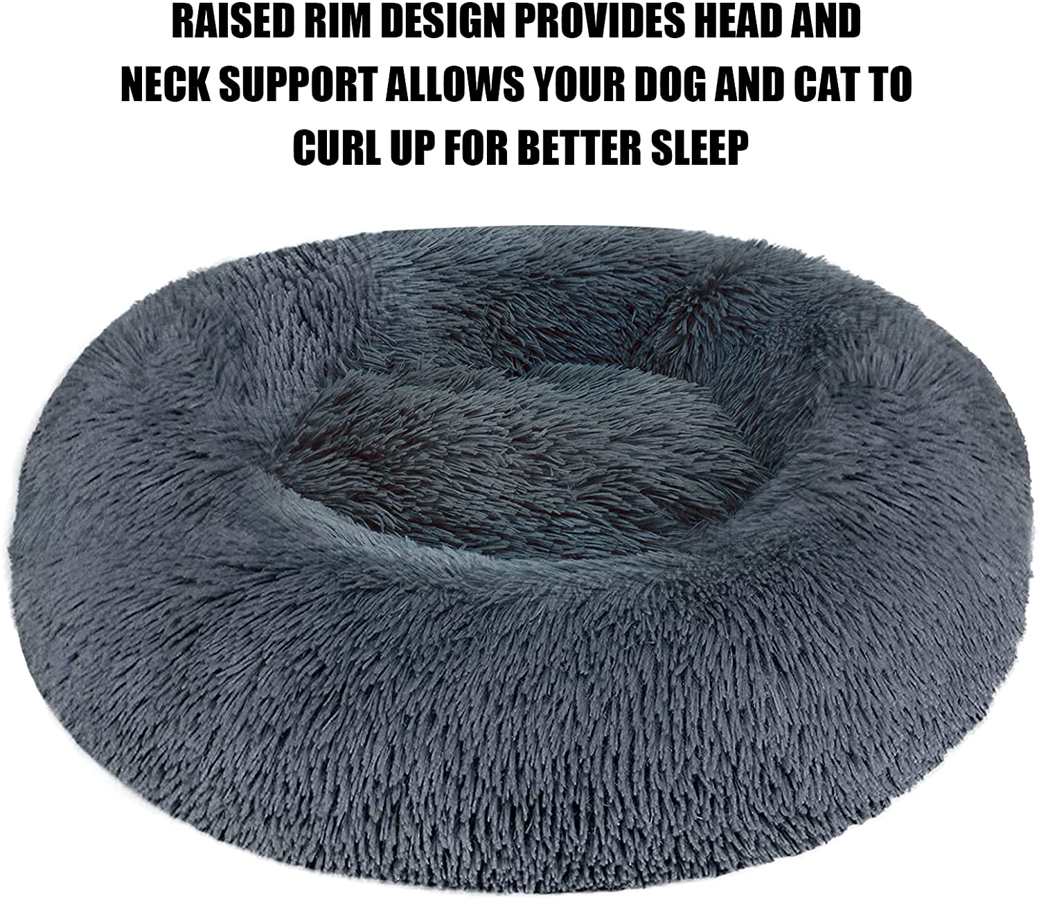 Calming Dog Bed Cat Bed Donut Cuddler, anti Anxiety Dog Bed for Small Medium Large Dogs Cats, Machine Washable round Warm Bed, Faux Fur Pet Bed, Waterproof Non-Slip Bottom (23"/30"/36")
