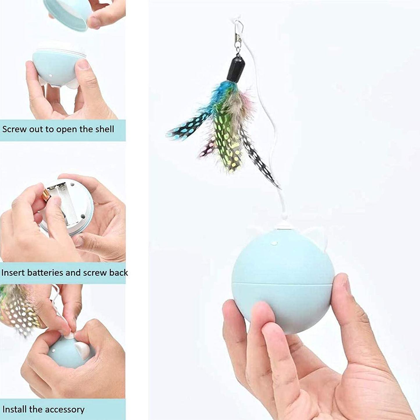 BENTOPAL Cat Toys for Indoor Cats Automatic Interactive with Cats/Kittens, Feather Can Replaced Animals & Pet Supplies > Pet Supplies > Cat Supplies > Cat Toys BENTOPAL   