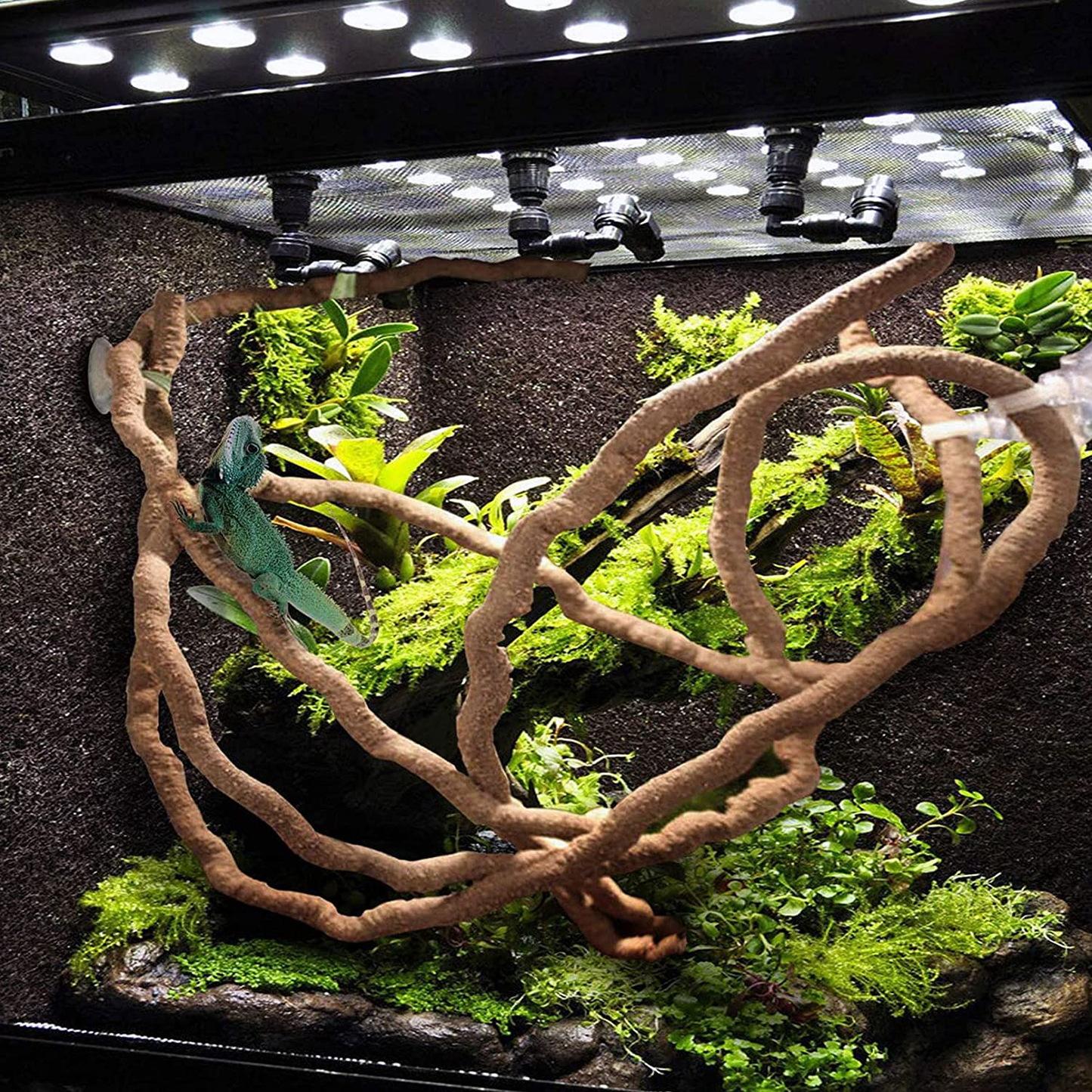 Kathson Bearded Dragon Hammock Reptile Hideout Wooden Bridge Jungle Climber Vines Flexible Reptile Leaves with Suction Cups Reptile Habitat Decor for Chameleon, Lizards, Gecko, Snakes Climbing Hiding Animals & Pet Supplies > Pet Supplies > Reptile & Amphibian Supplies > Reptile & Amphibian Habitat Accessories kathson   