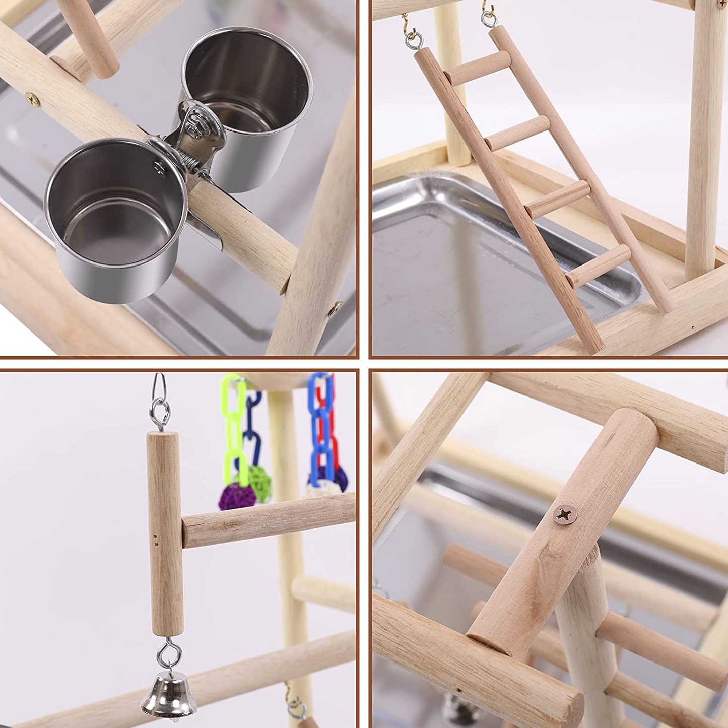 QBLEEV Bird Perches Nest Play Stand Gym Parrot Playground Playgym Playpen Playstand Swing Bridge Wood Climb Ladders Wooden Conures Parakeet Macaw African Animals & Pet Supplies > Pet Supplies > Bird Supplies > Bird Gyms & Playstands QBLEEV   